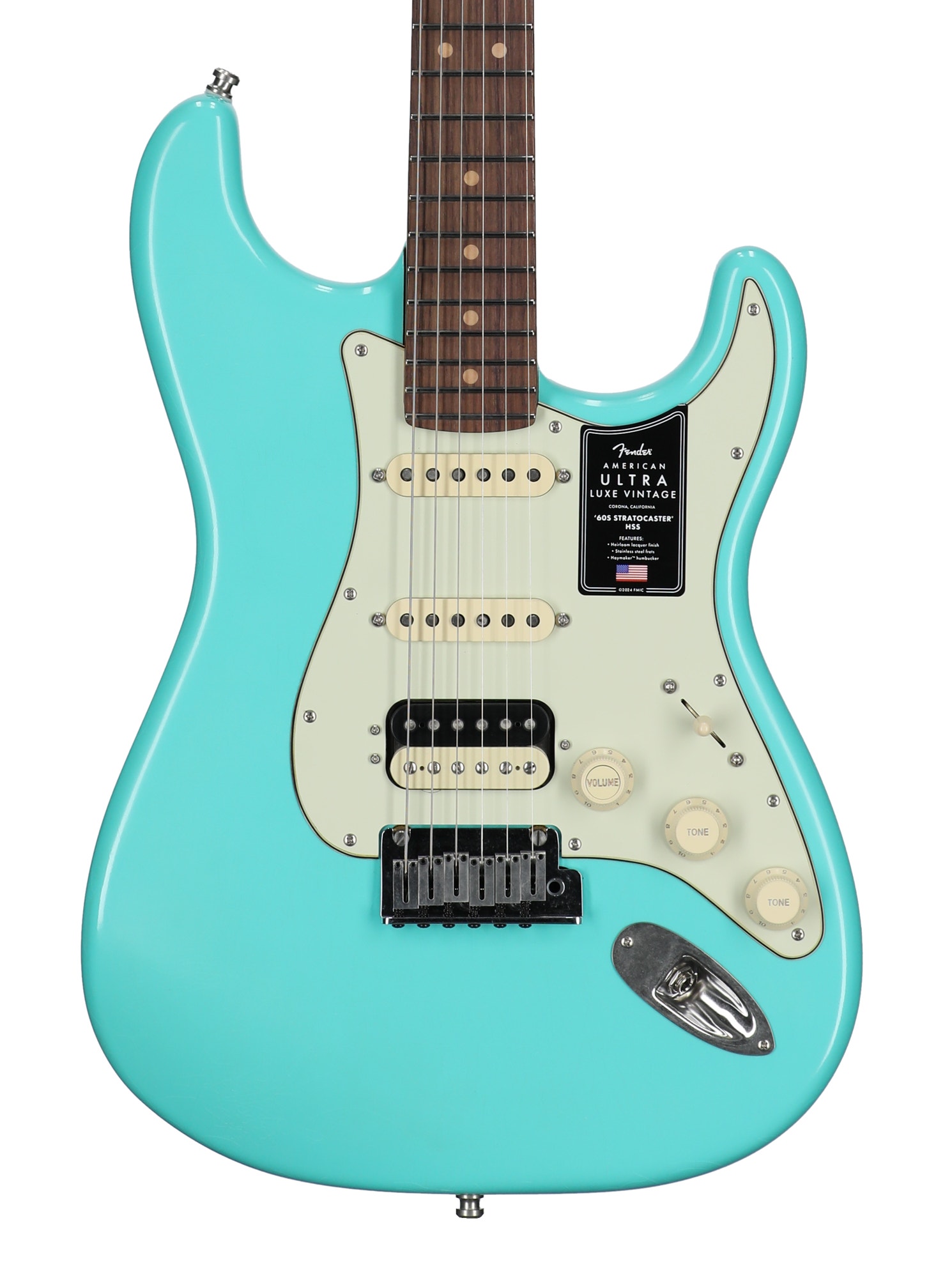 Fender American Ultra Luxe Vintage 60s Stratocaster HSS Guitar with Case Seafoam Green