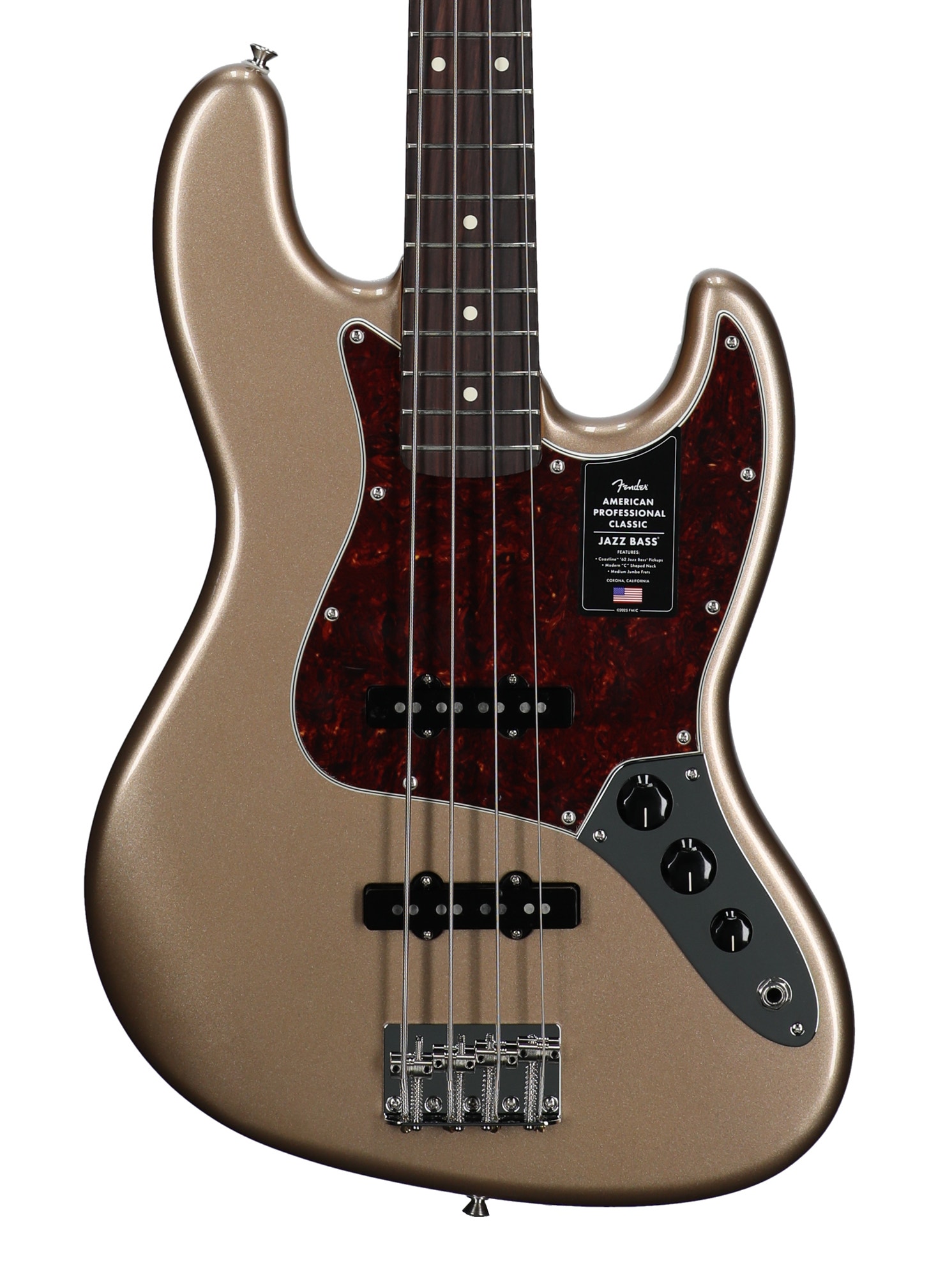 Fender American Professional Classic Jazz Bass Rosewood Guitar with Bag Firemist Gold View 2