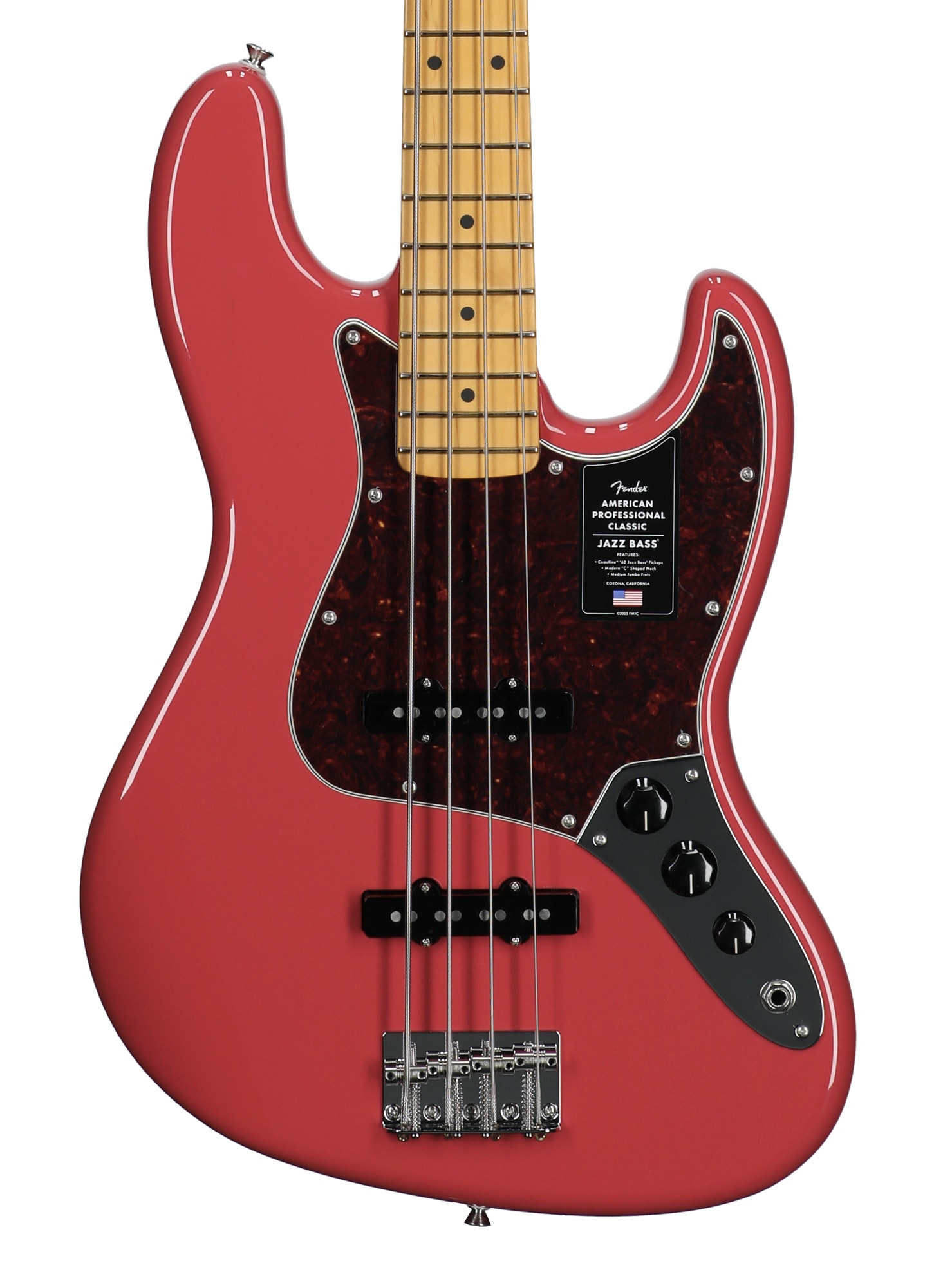 Fender American Professional Classic Jazz Bass Maple Fingerboard Guitar with Bag Dakota Red