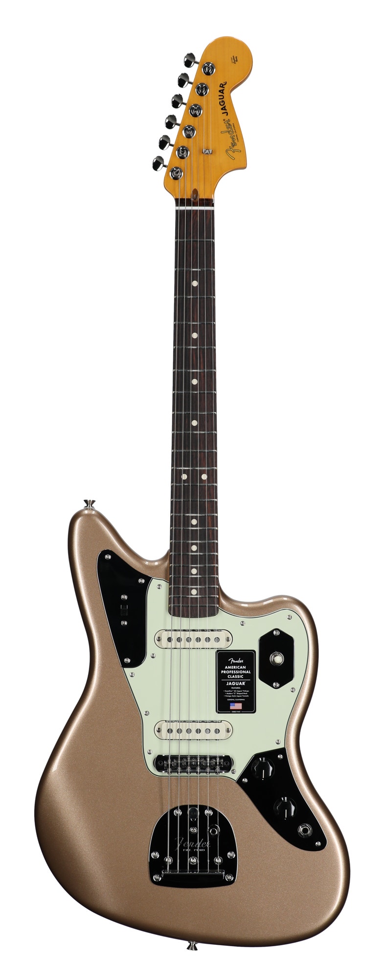 Fender American Professional Classic Jaguar Rosewood Guitar with Bag Firemist Gold View 1