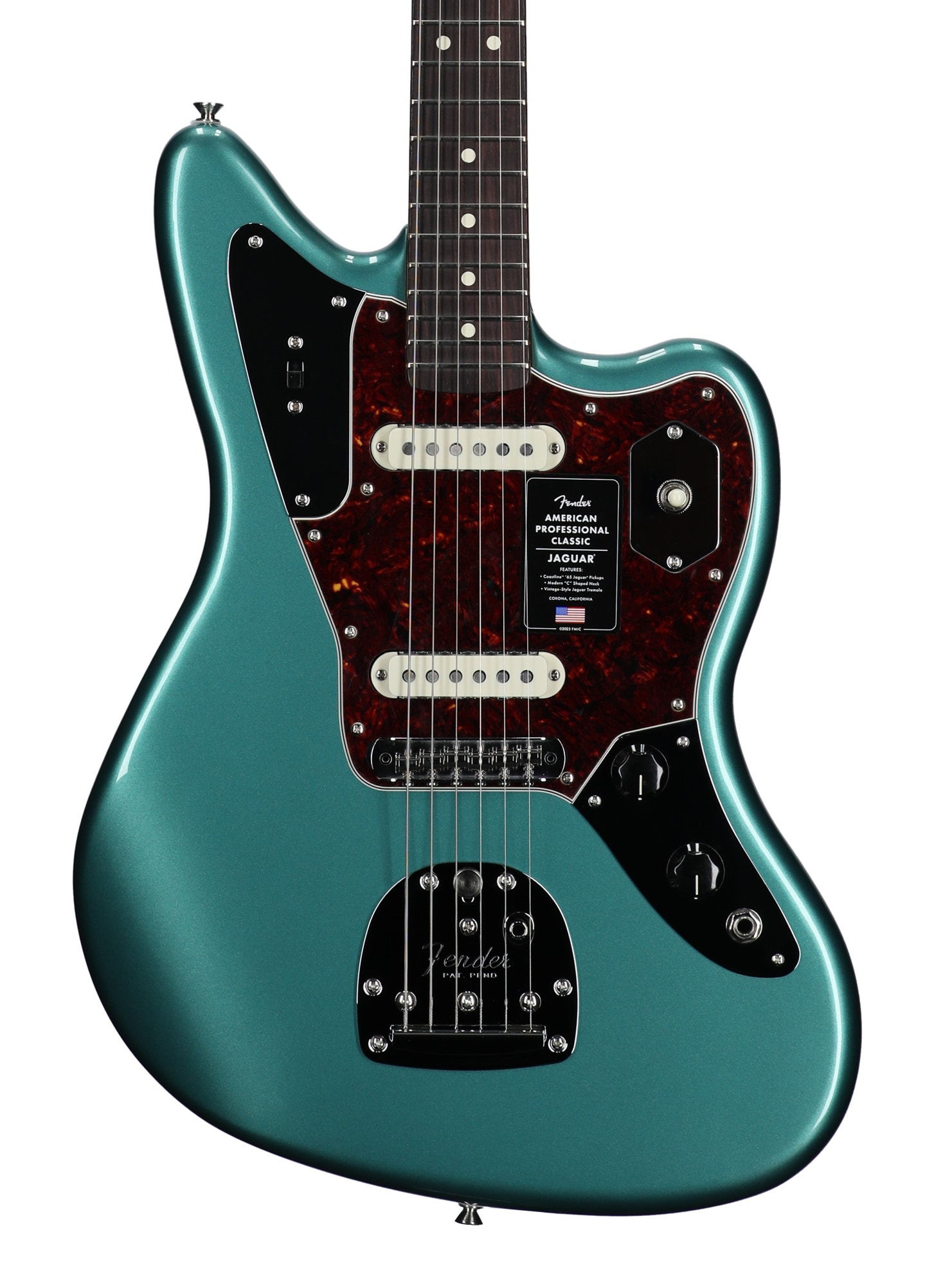 Fender American Professional Classic Jaguar Rosewood Guitar with Bag Sherwood Green View 2