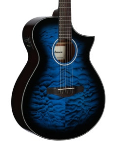 Ibanez AEWC16QA Acoustic Electric Guitar High Gloss Trans Blue Sunburst