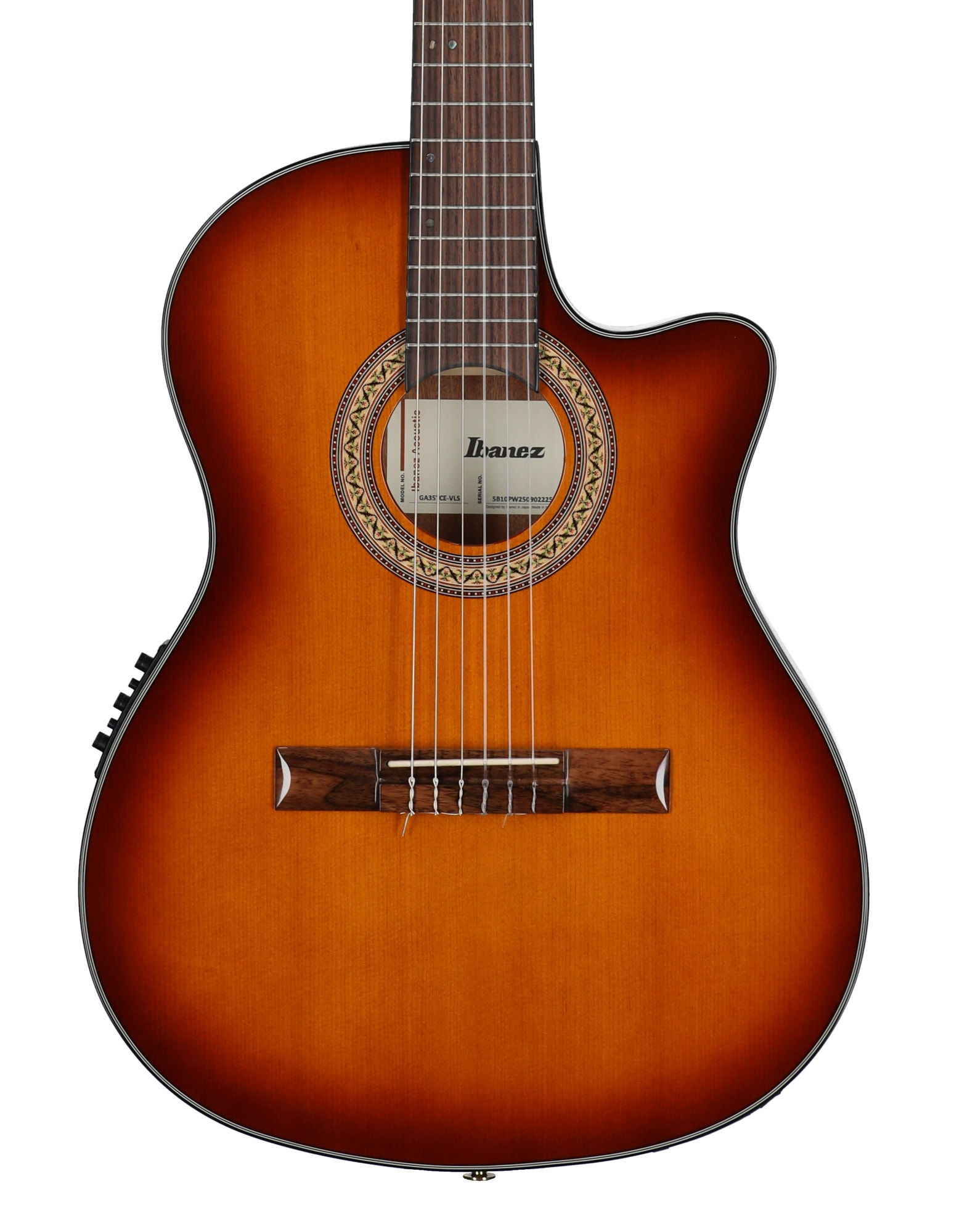 Ibanez GA35TCE Thinline Classical Acoustic Electric Guitar Violin Sunburst View 2