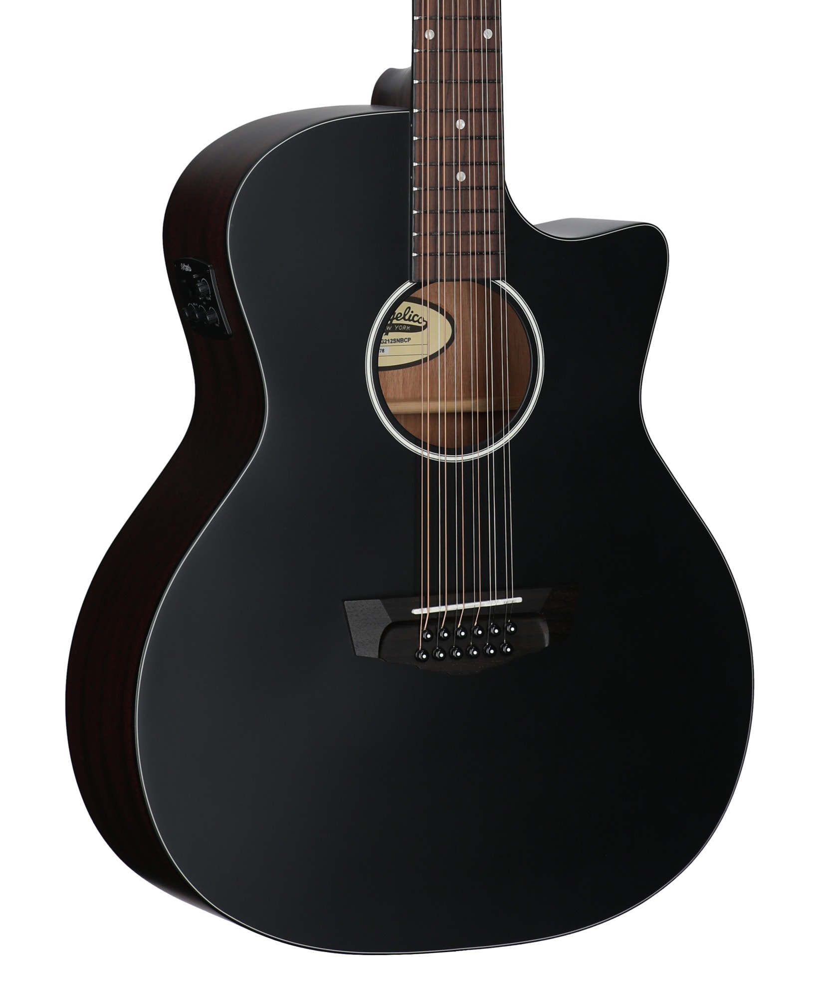 D'Angelico Premier Fulton LS GA 12-String Acoustic Electric Guitar Matte Black Top