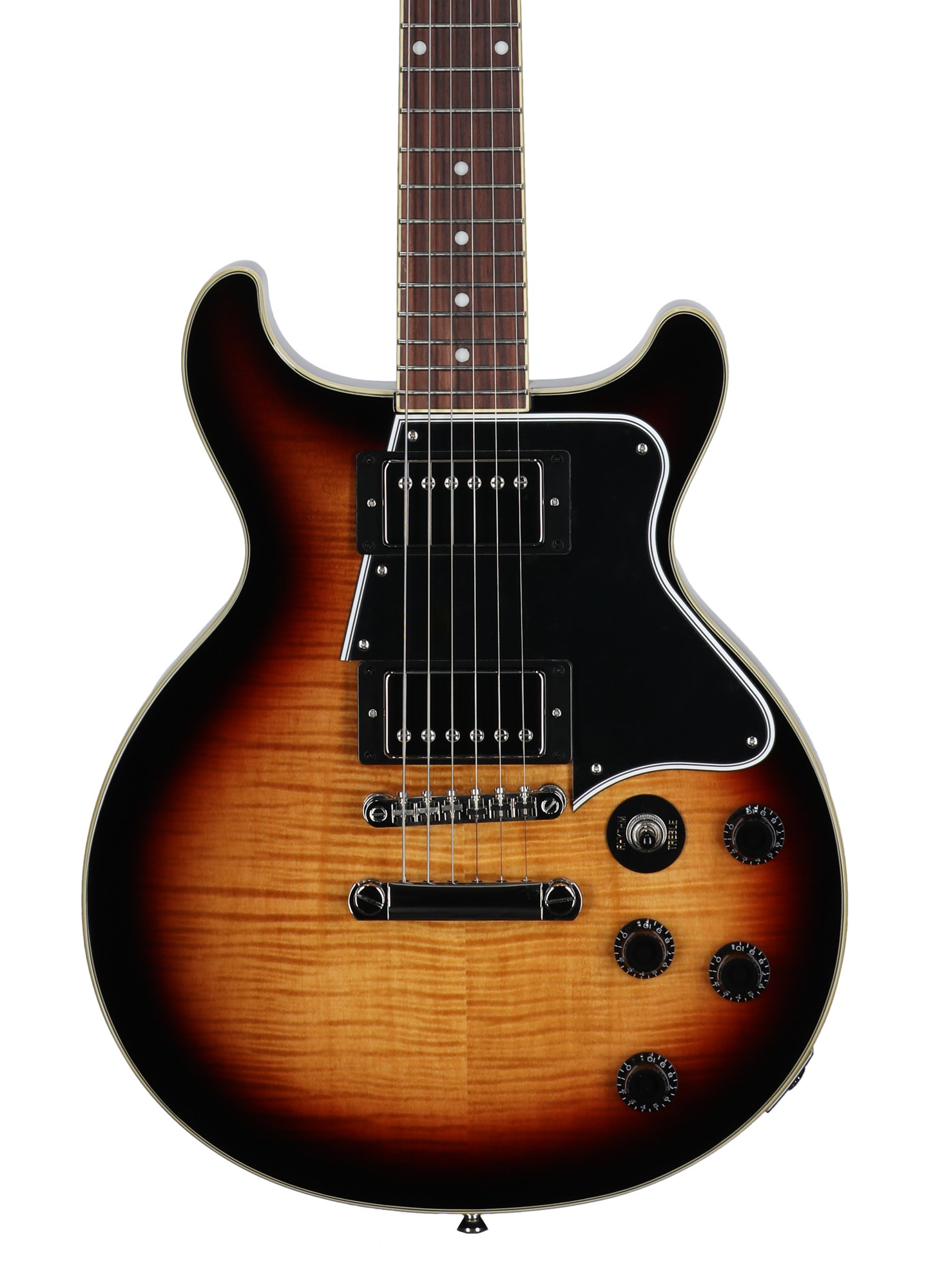 Epiphone Inspired by Gibson Les Paul Special Double Cut Figured Guitar with Gig Bag Bourbon Burst View 2