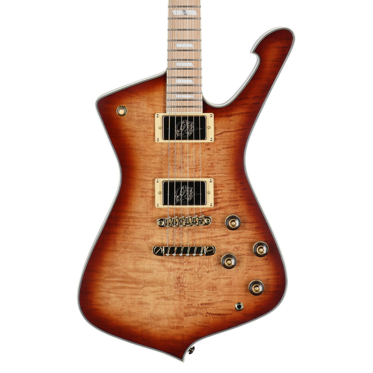 Ibanez Iceman IC420 Electric Guitar with Bag Low Gloss Caramel Burst View 2