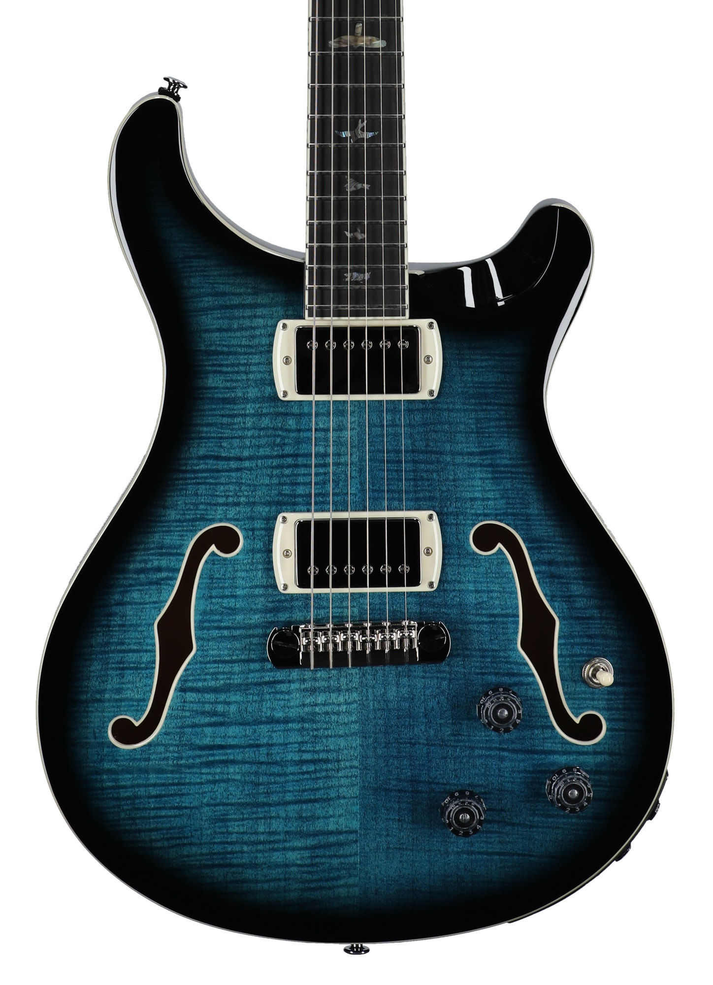 PRS SE Hollowbody II Piezo Guitar with Case Peacock Blue View 2