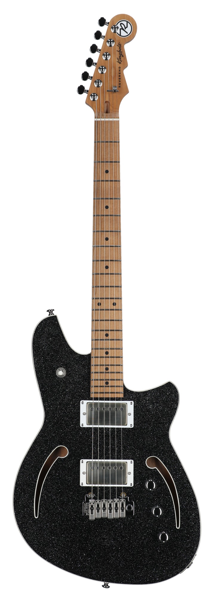 Reverend Kingbolt Air HH Semi-Hollow Body Guitar Black Sparkle