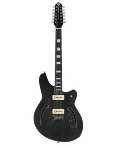Reverend Airwave 12-String Semi-Hollow Body Guitar Black Spark
