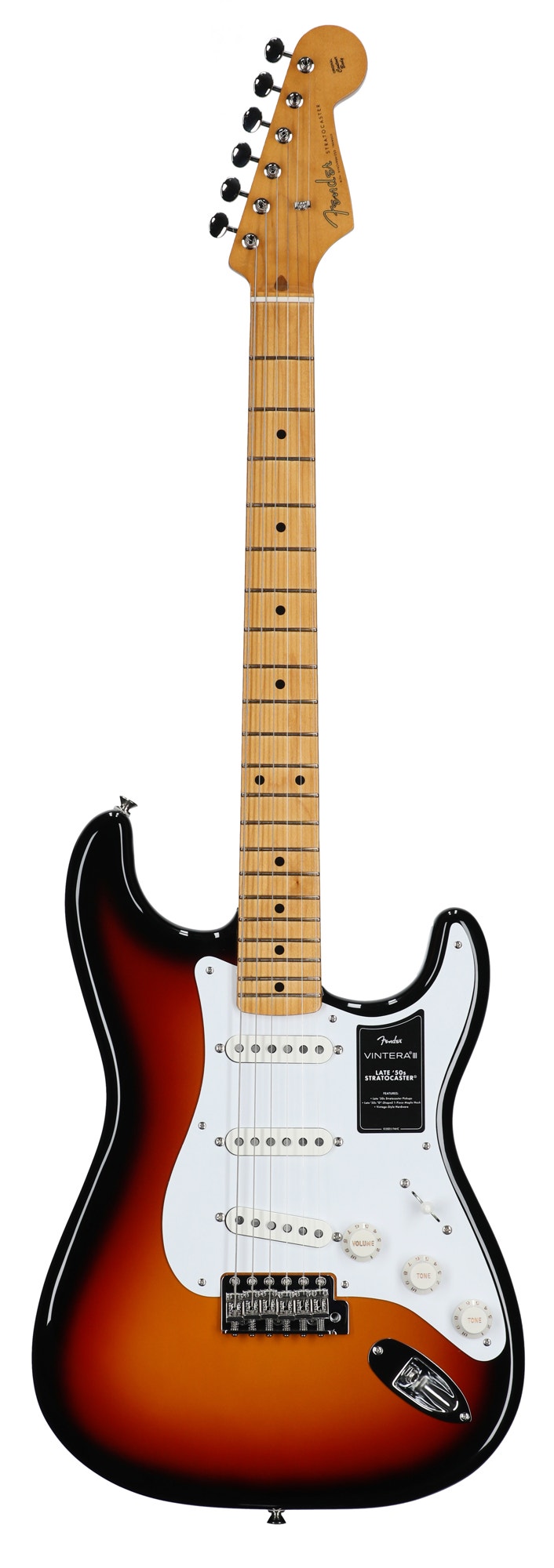 Fender Vintera III Late 50s Stratocaster Maple Fingerboard Guitar with Bag 3-Color Sunburst