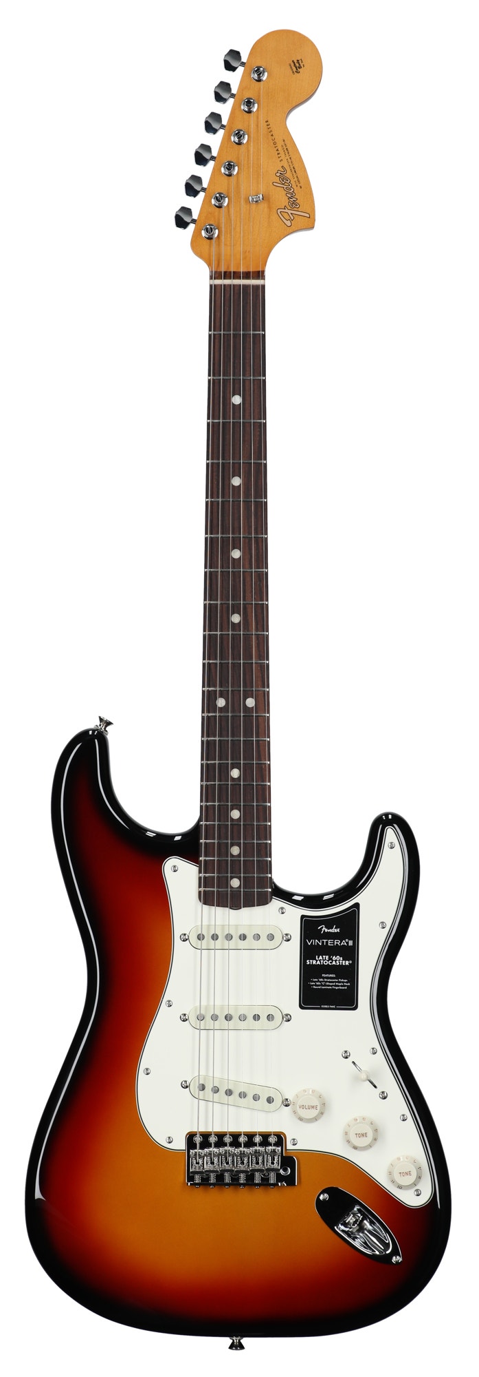 Fender Vintera III Late 60s Stratocaster Rosewood Fingerboard Guitar with Bag 3-Color Sunburst