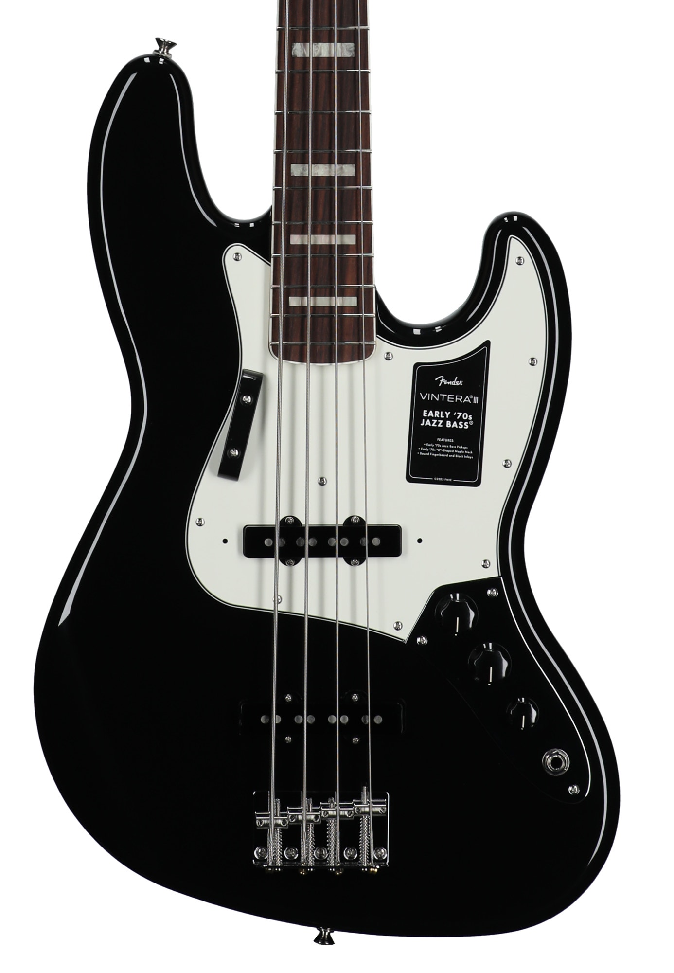Fender Vintera III Early 70s Jazz Bass Rosewood Fingerboard Guitar with Bag Black View 2