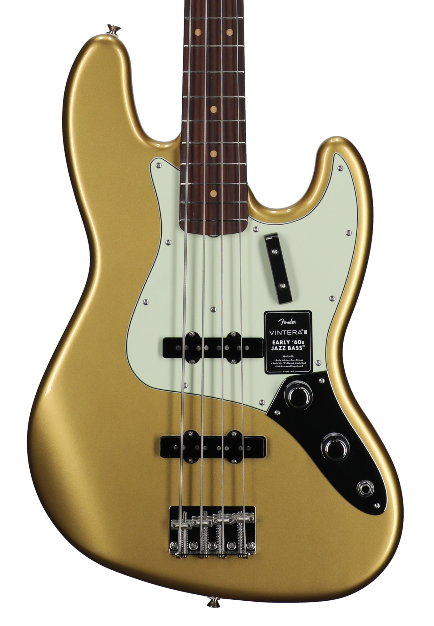 Fender Vintera III Early 60s Jazz Bass Guitar with Bag Aztec Gold