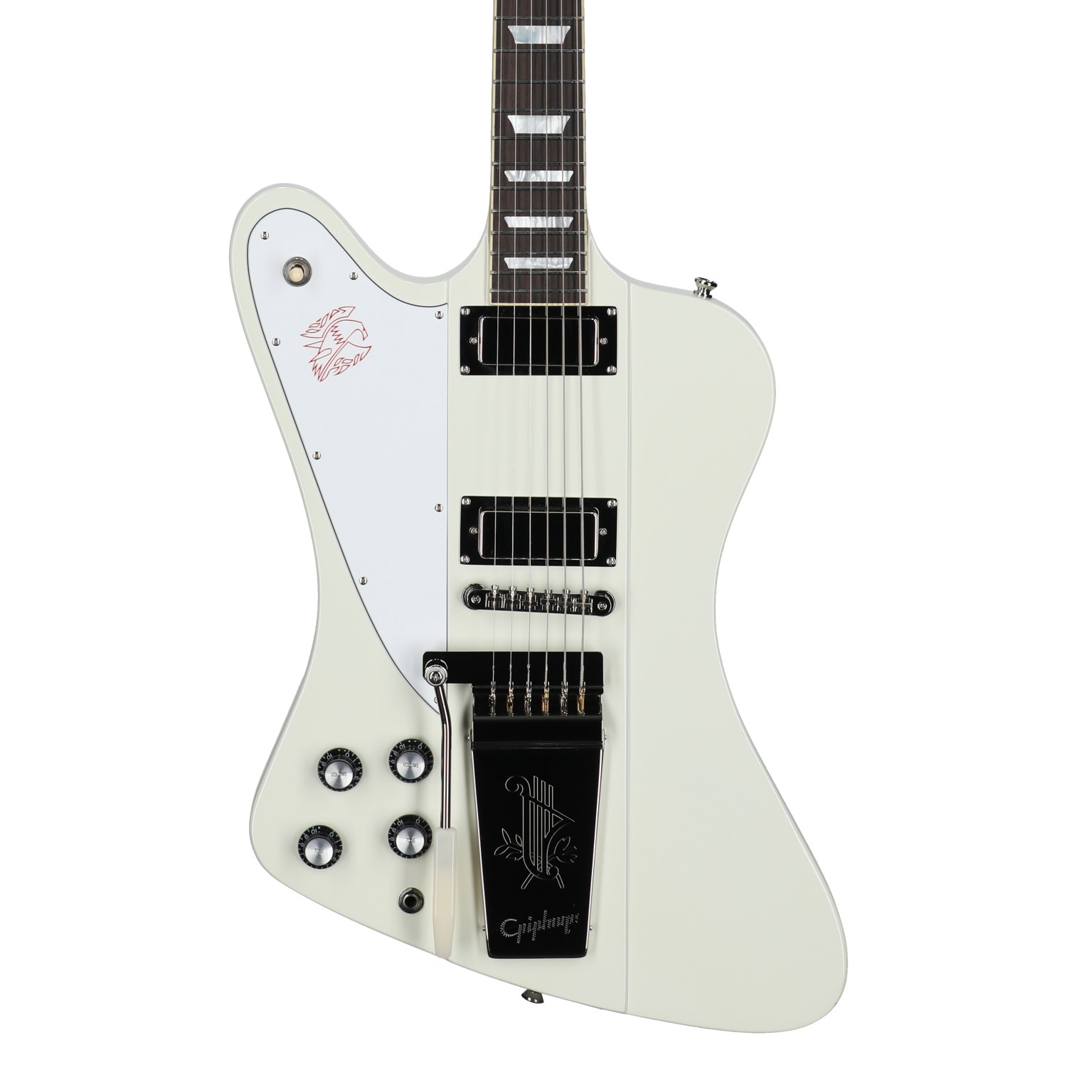 Epiphone Inspired by Gibson Custom 1963 Firebird V Left-Handed Guitar with Case Polaris White View 2
