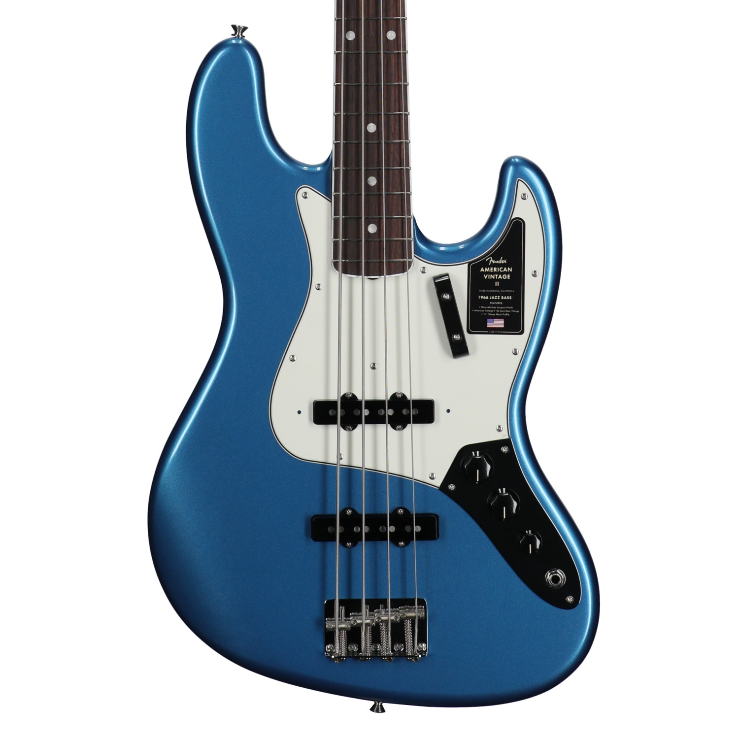 Fender American Vintage II 1966 Jazz Bass Rosewood Lake Placid Blue with Case