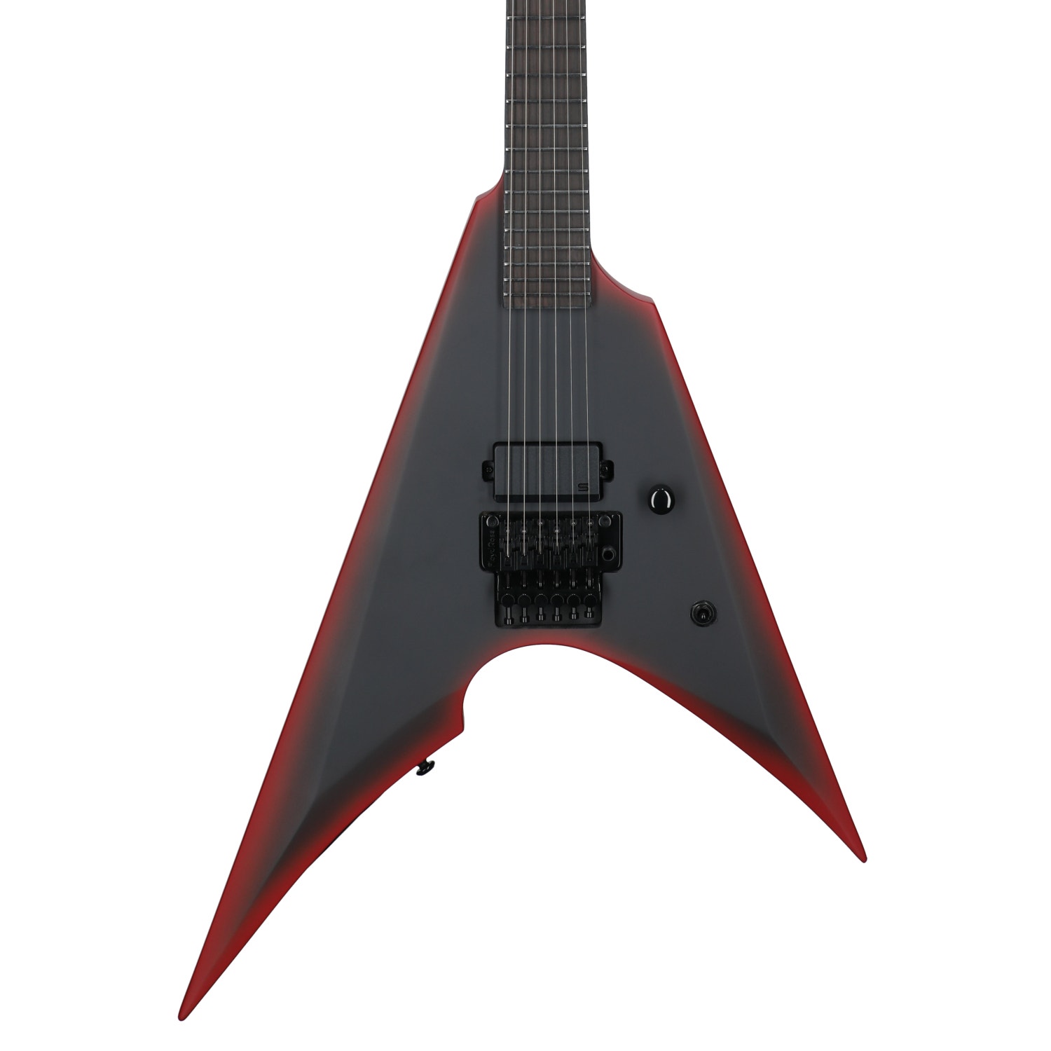 ESP LTD Arrow Black Metal Electric Guitar Black Red Burst Satin View 2