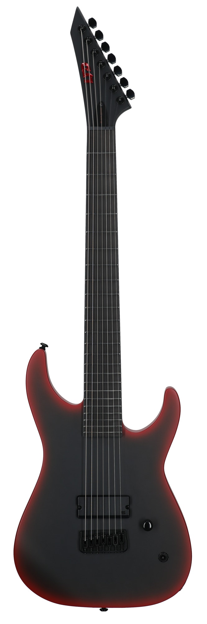ESP LTD M-7 Black Metal Baritone Electric Guitar Black Red Burst