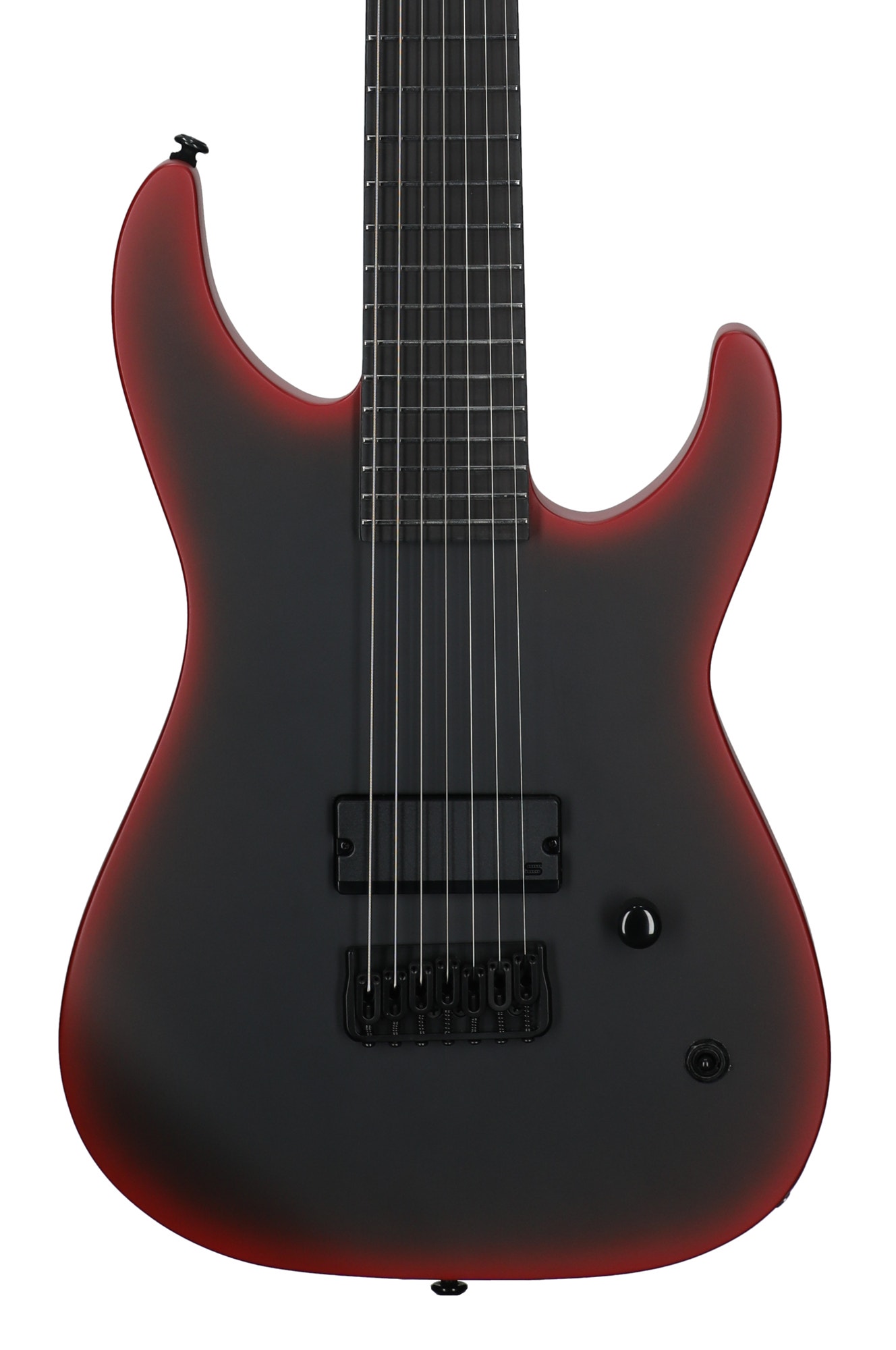ESP LTD M-7 Black Metal Baritone Electric Guitar Black Red Burst View 2
