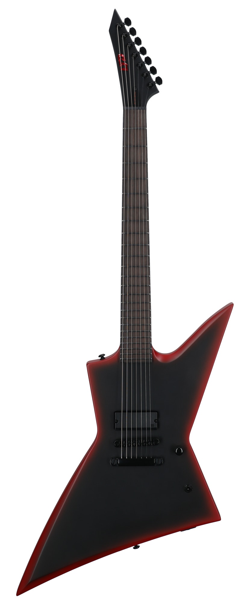 ESP LTD EXL-7 Black Metal Baritone Electric Guitar Black Red Burst