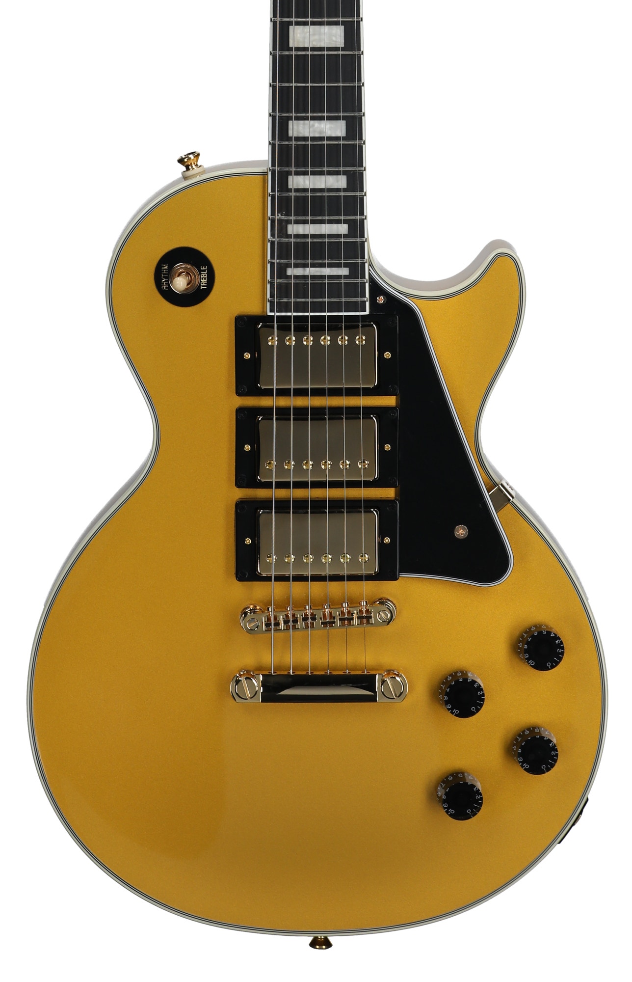 Epiphone Inspired by Gibson Les Paul Custom 3PU Double Gold with Bag View 2