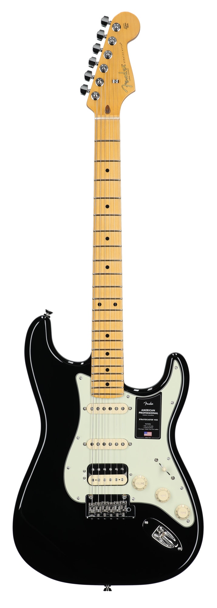 Fender American Professional Stratocaster HSS Maple Guitar with Case Black