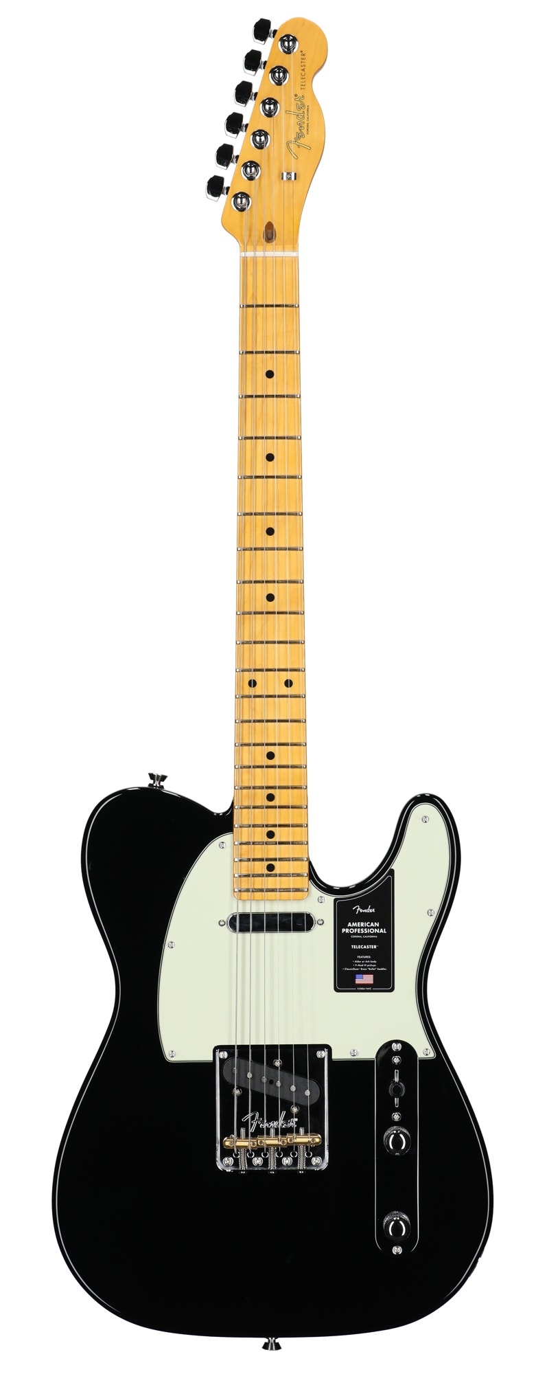 Fender American Professional Telecaster Maple Guitar with Case Black