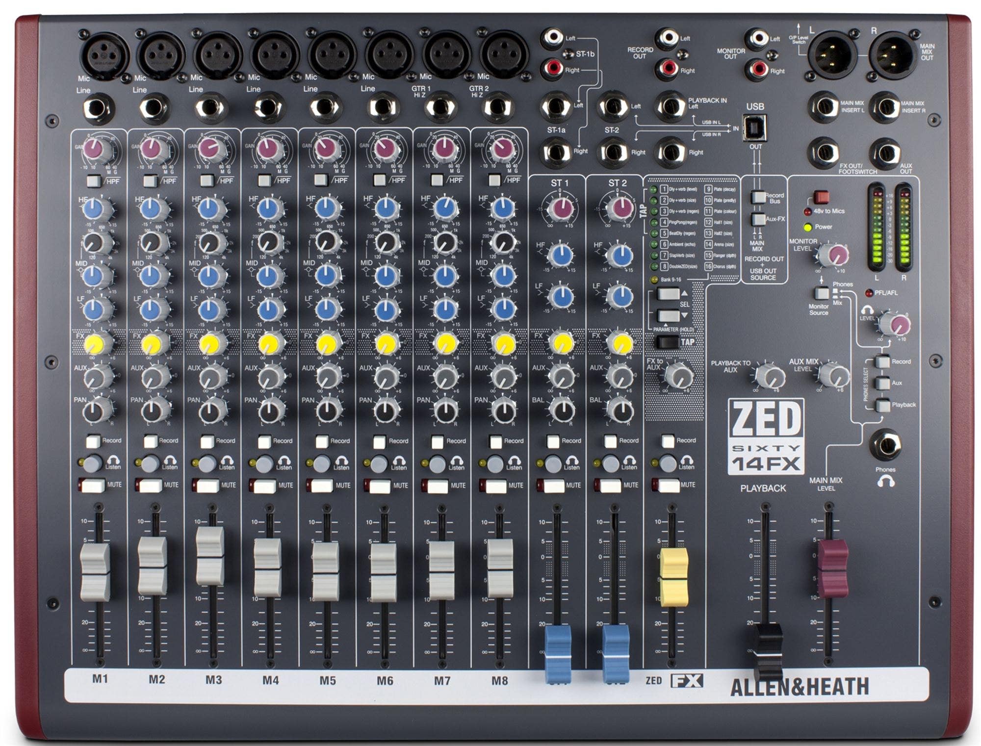 Allen And Heath ZED60-14FX Compact 14 Channel Mixer With Effects