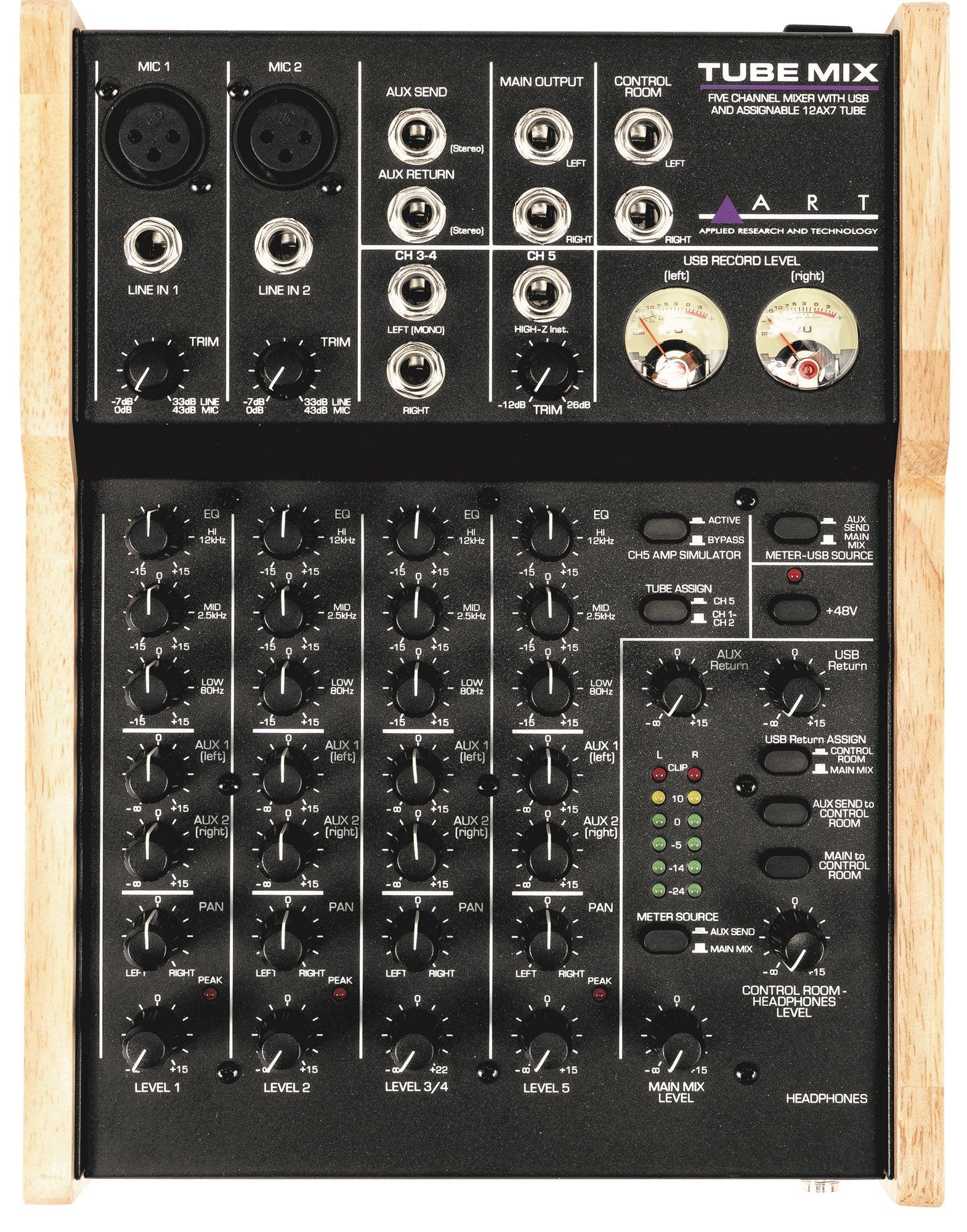 ART Tube Mix 5 Channel USB Mixer With Tube Circuit