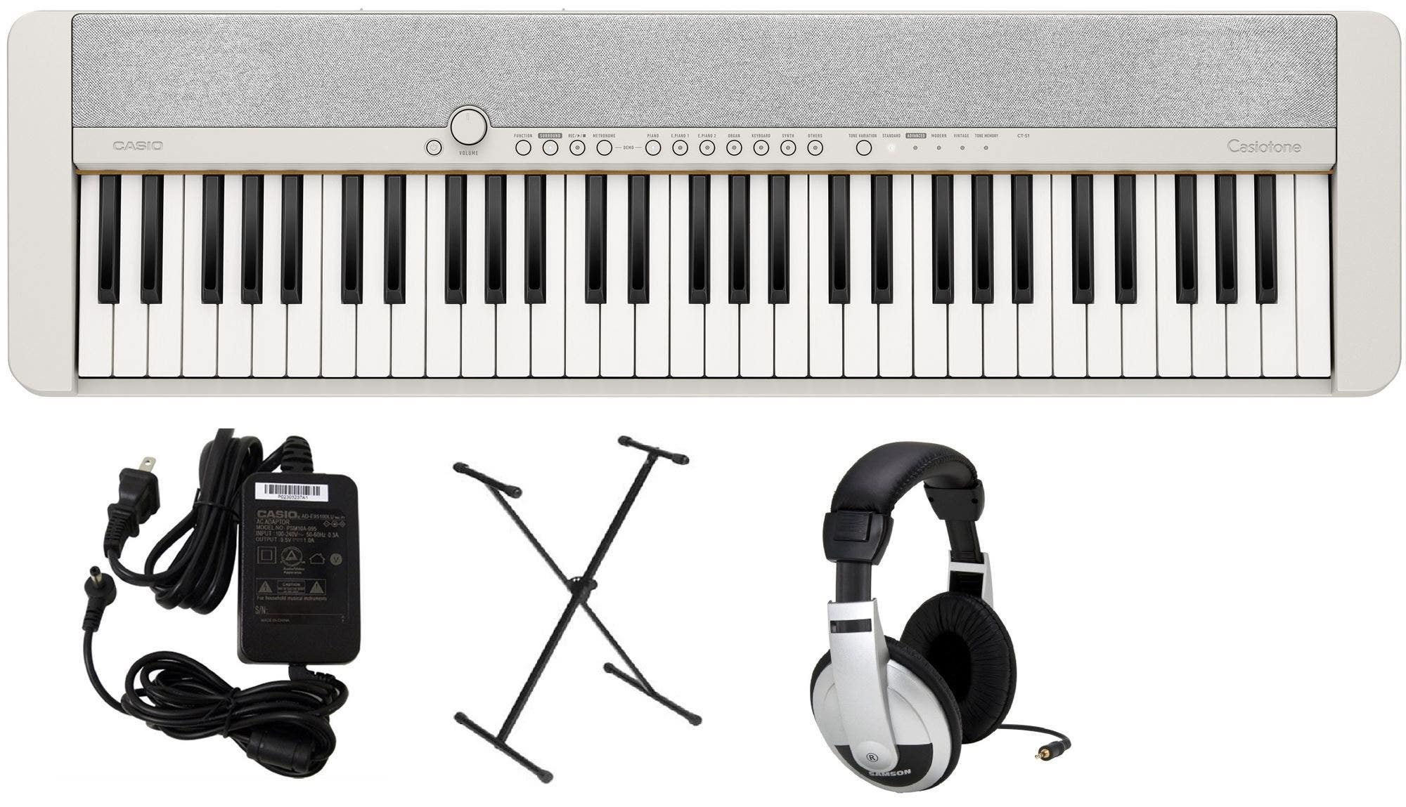 Casio CTS1WE Premium Pack White with Stand AC Adapter Headphones
