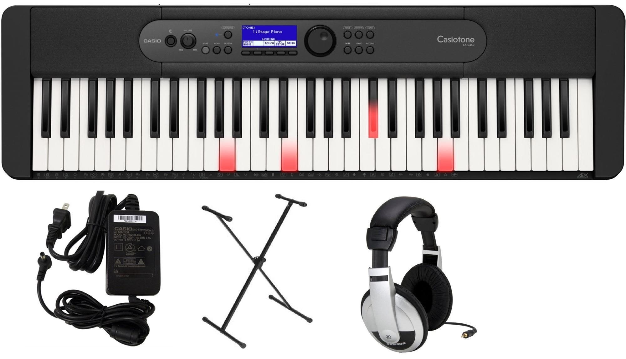 Casiotone LKS450 Premium Pack with Stand AC Adapter Headphones