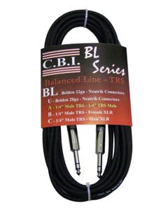 CBI BL2A03 1/4 Inch TRS to 1/4 Inch TRS Balanced Cable 3 Foot