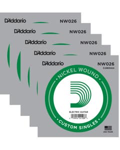 DAddario Nickel Wound Single Acoustic or Electric Guitar Strings