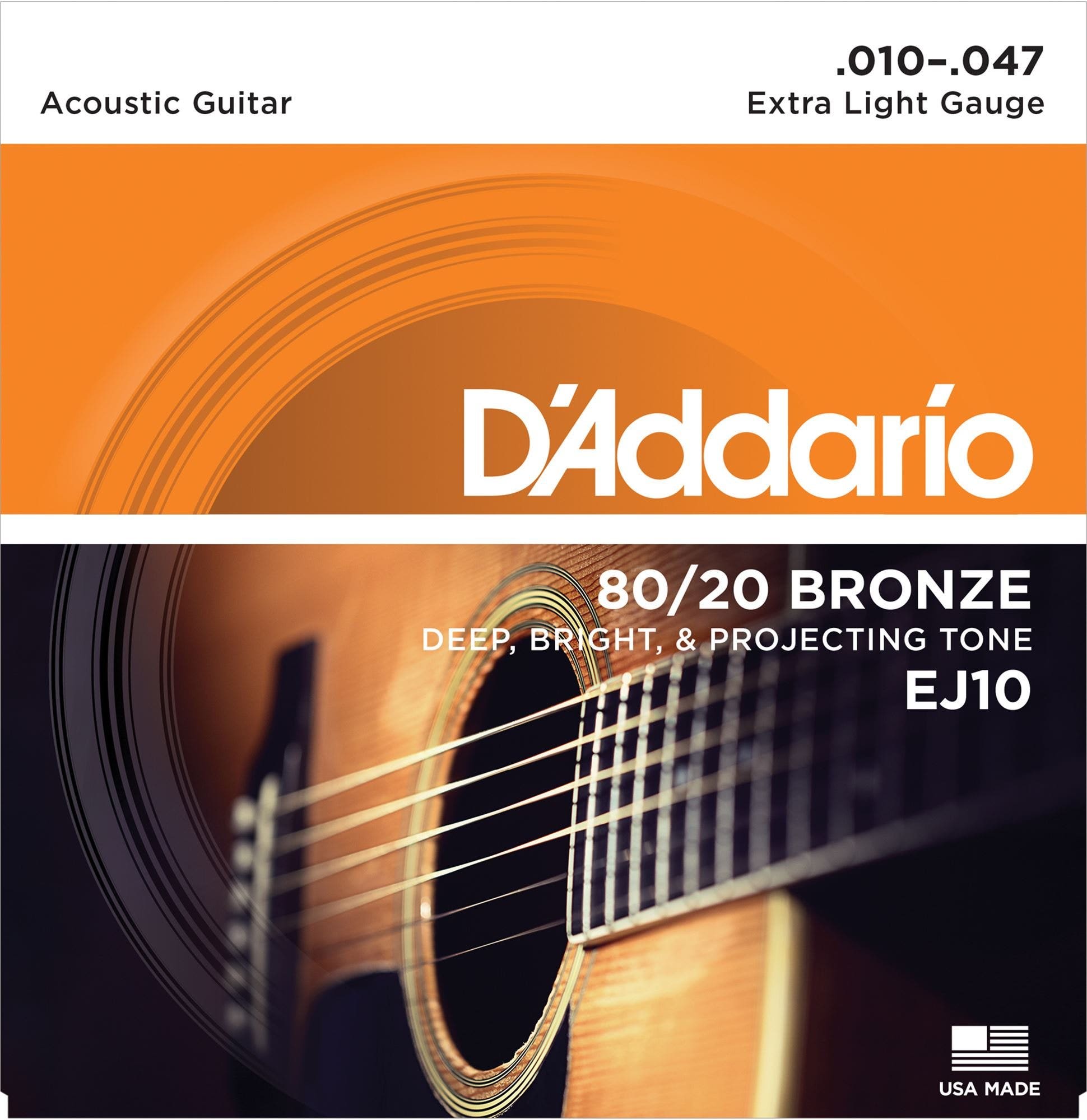 D'Addario EJ10 80/20 Bronze Acoustic Guitar Strings 10-47