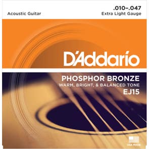 D'Addario EJ15 Phosphor Bronze Acoustic Guitar Strings Extra Light 10-47