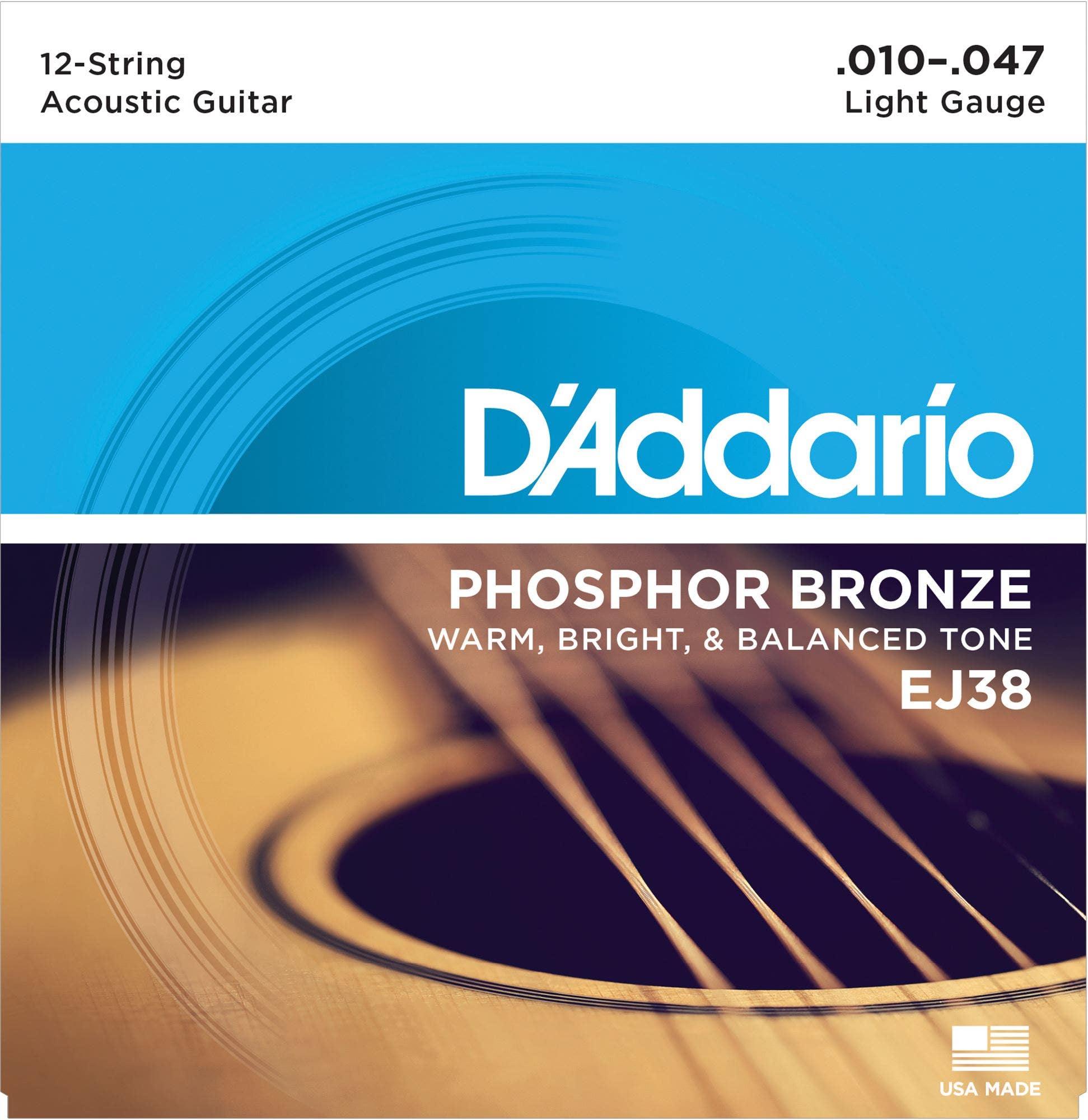 D'Addario EJ38 Phosphor Bronze 12-String Acoustic Guitar Strings