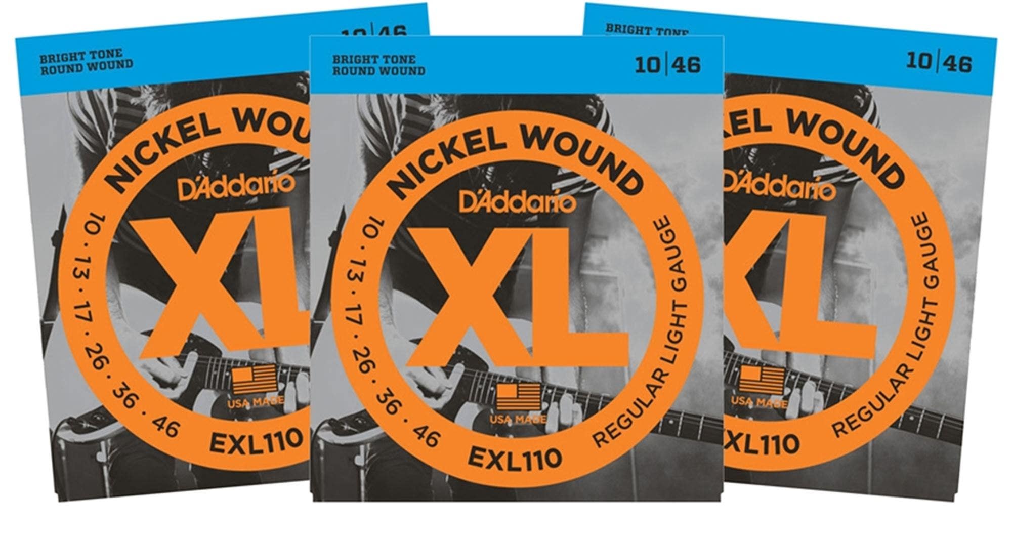 D'Addario EXL110 XL Nickel Wound Electric Guitar Strings 10-46 3 Pack