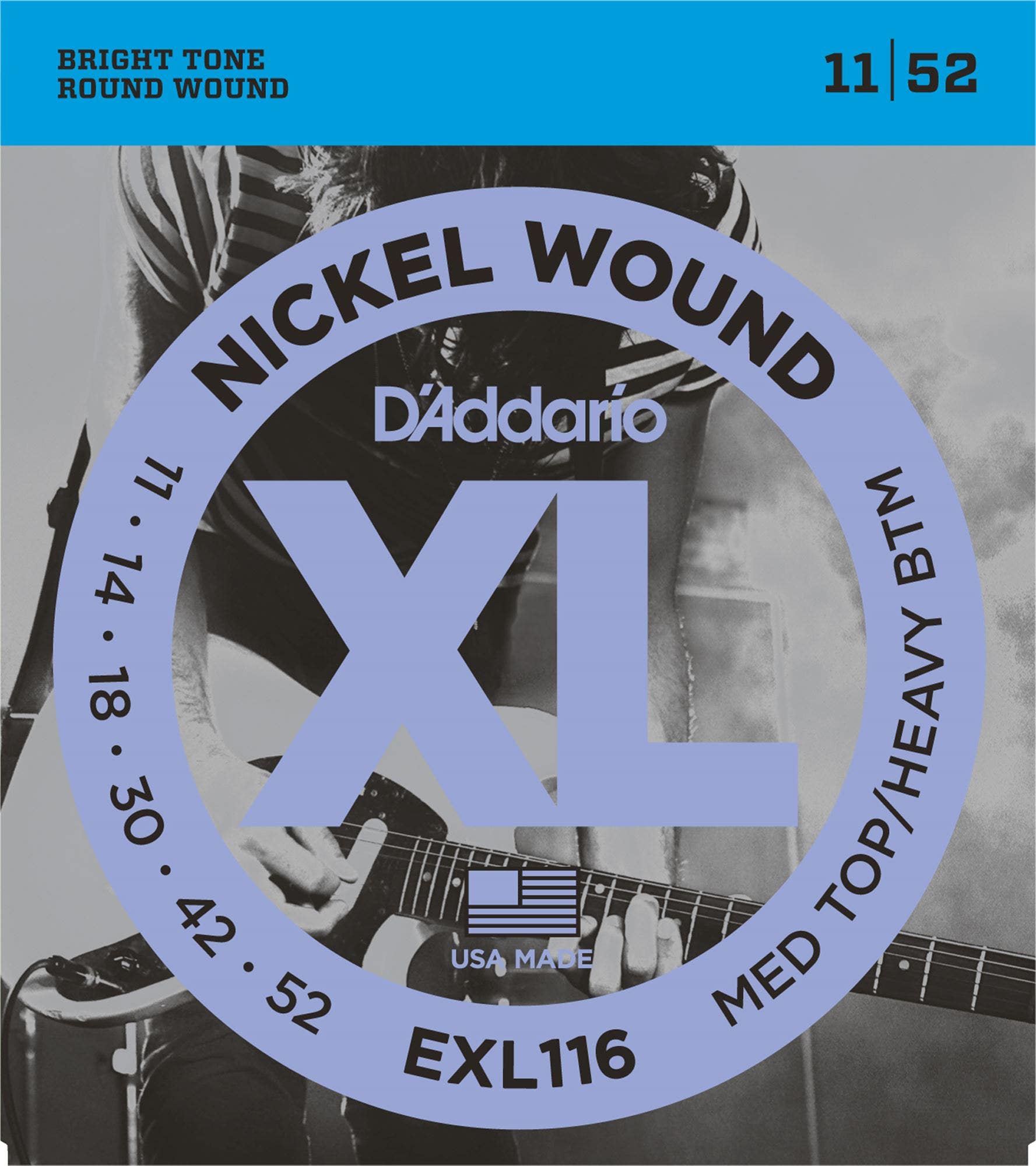 D'Addario EXL116 XL Nickel Wound Electric Guitar Strings 11-52