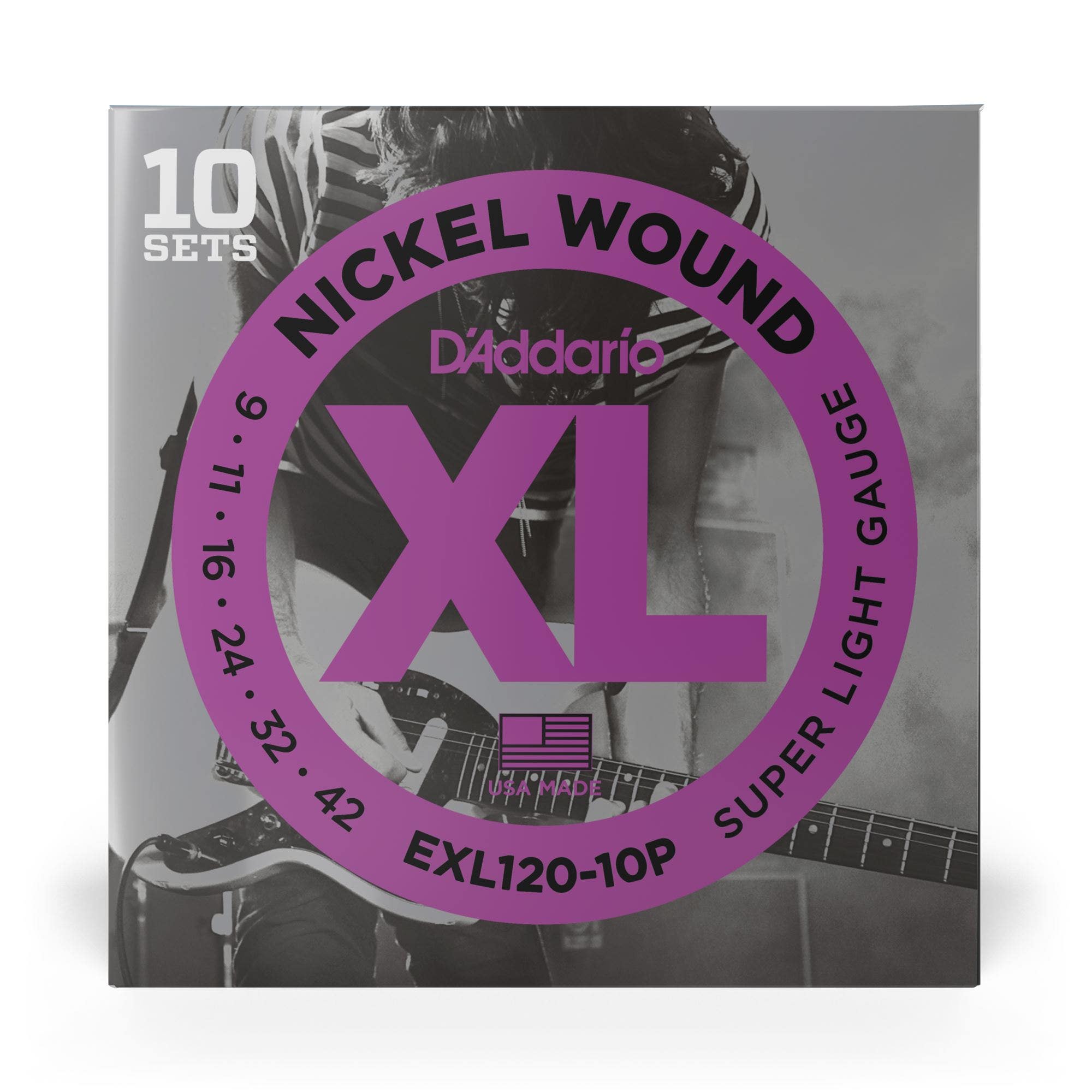 D'Addario EXL120 XL Nickel Wound Electric Guitar Strings 10 Pack