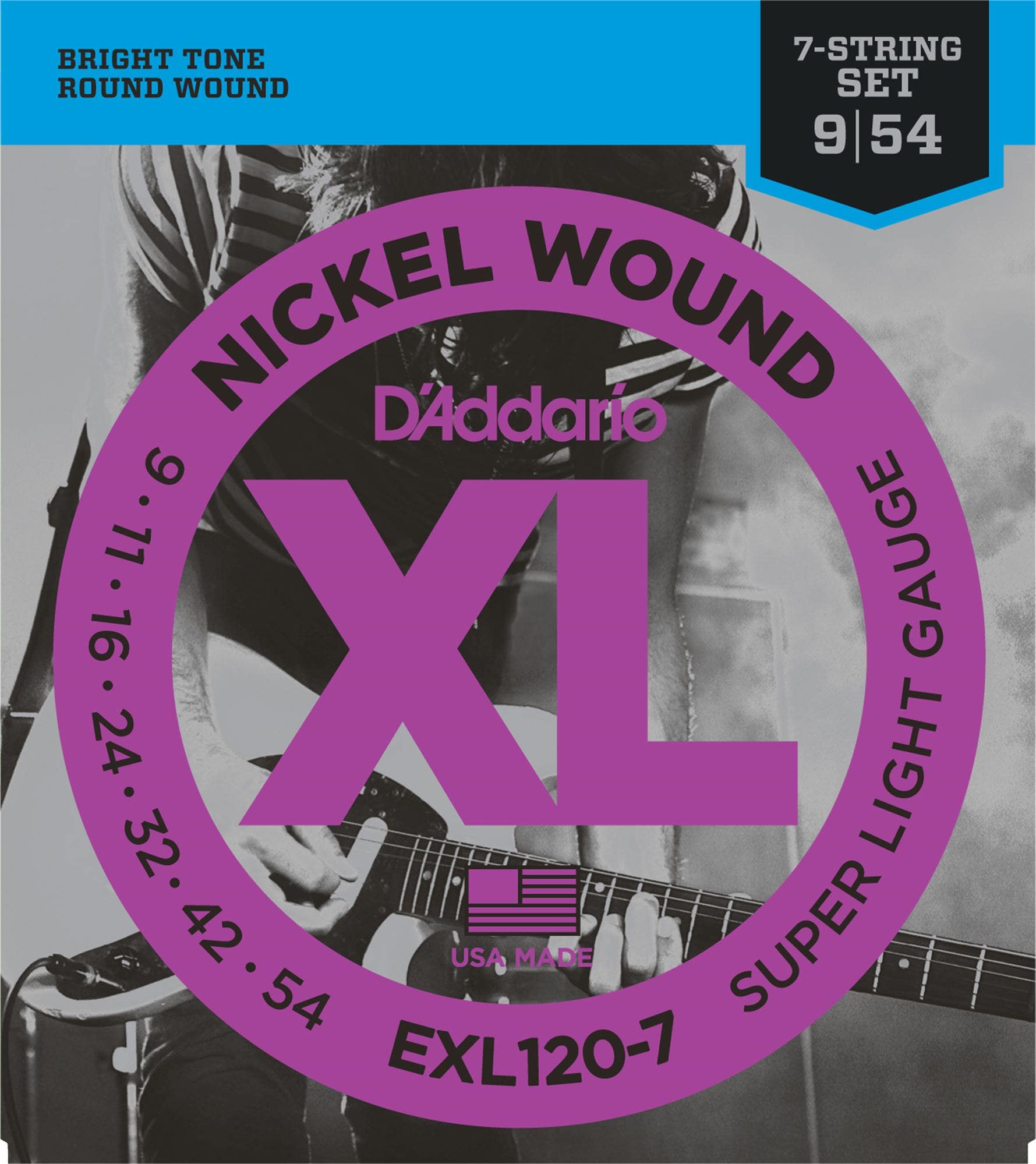 D'Addario EXL120-7 Nickel Wound 7-String Electric Guitar Strings 9-54