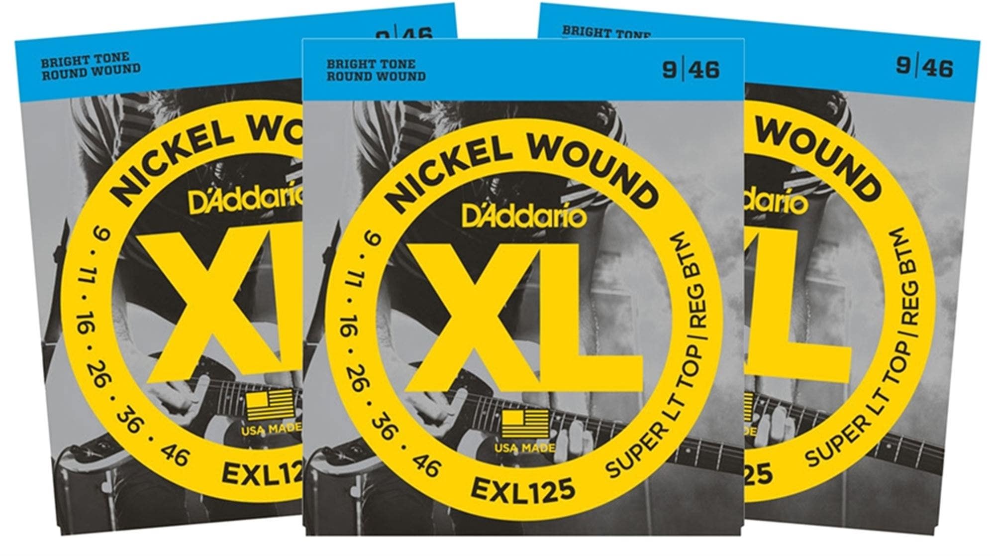 D'Addario EXL125 XL Nickel Wound Electric Guitar Strings 9-46 3 Pack