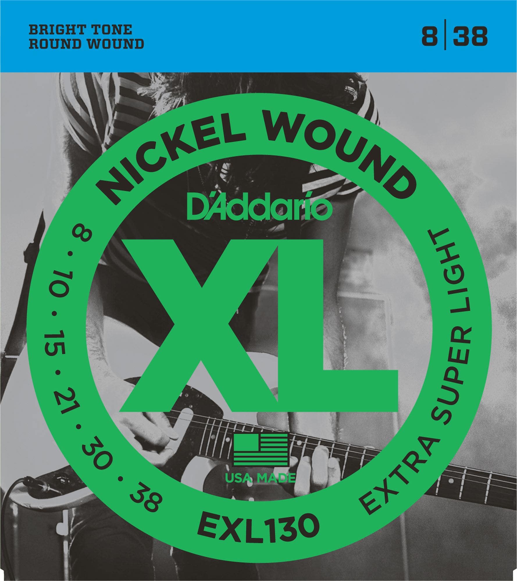 D'Addario EXL130 XL Nickel Wound Electric Guitar Strings 8-38
