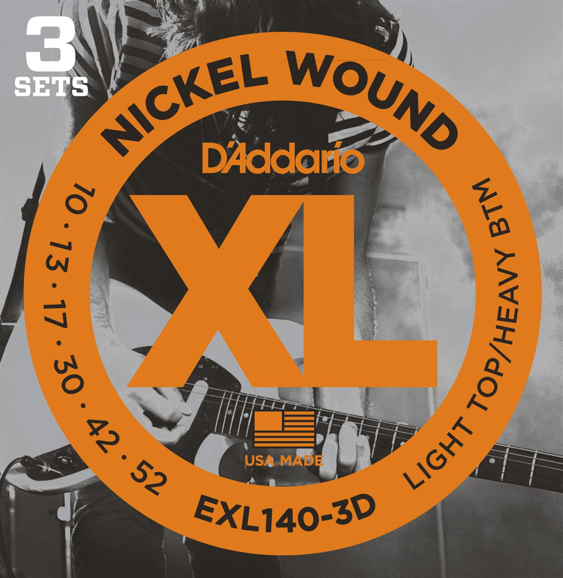D'Addario EXL140 XL Nickel Wound Electric Guitar Strings 10-52 3 Pack