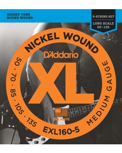 D'Addario EXL160-5 XL Nickel Wound 5 String Bass Guitar Strings 50-135