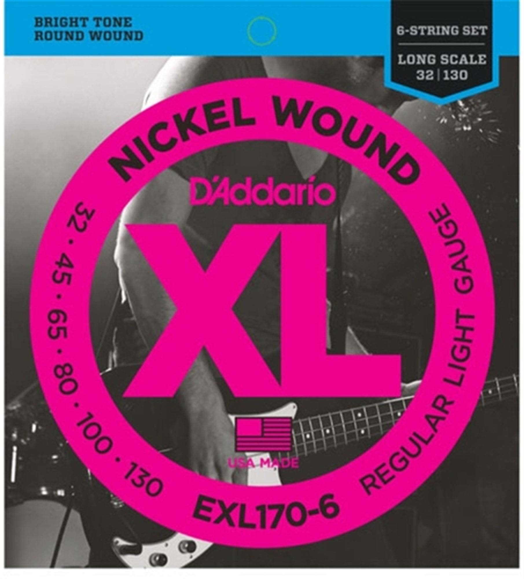 D'Addario EXL170-6 XL Nickel Wound 6 String Bass Guitar Strings
