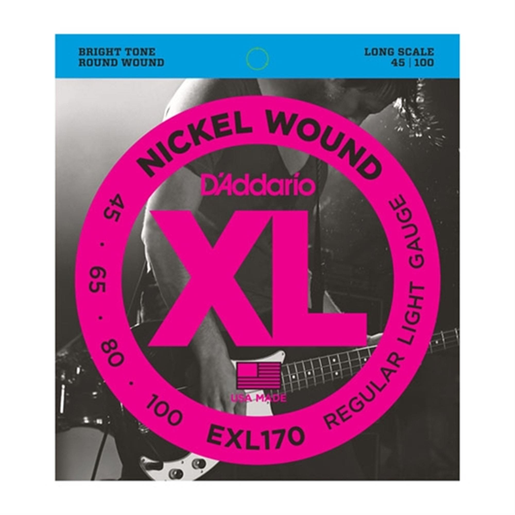 D'Addario EXL170 XL Nickel Wound Electric Bass Guitar Strings 45-100