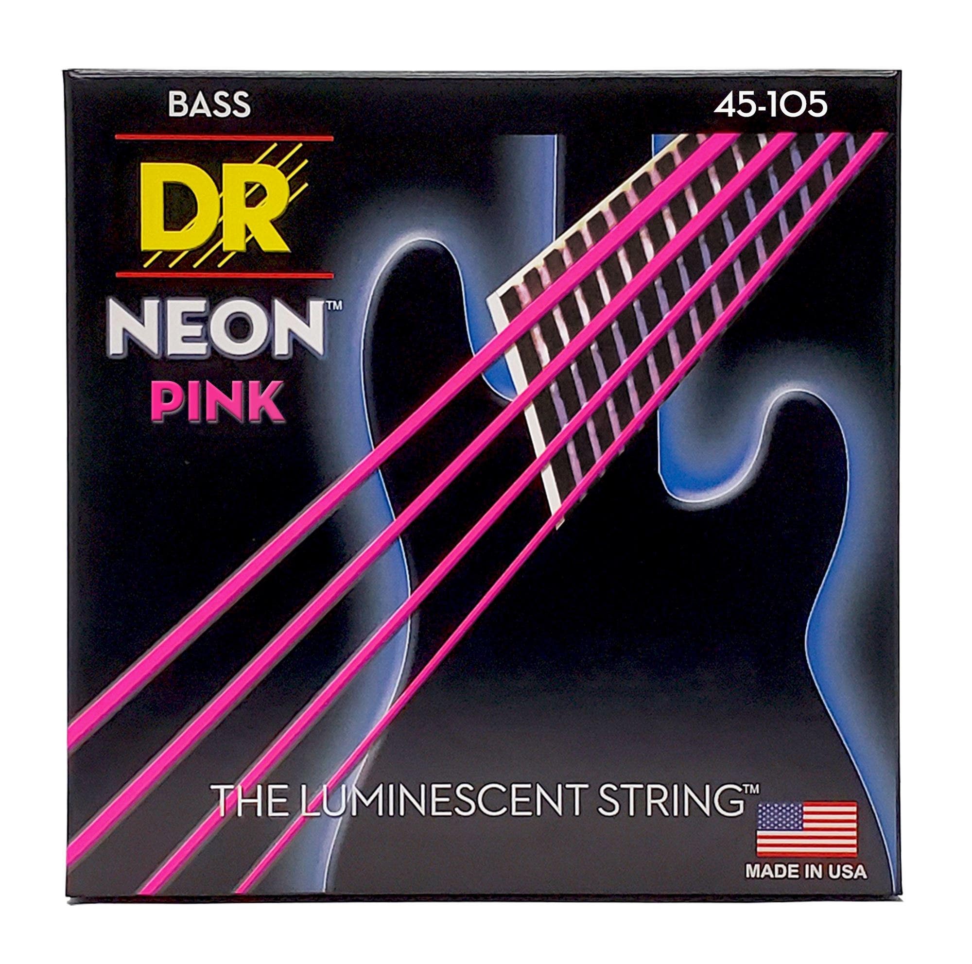 DR Strings NPB45 K3 Neon Pink Electric Bass Strings 45-105