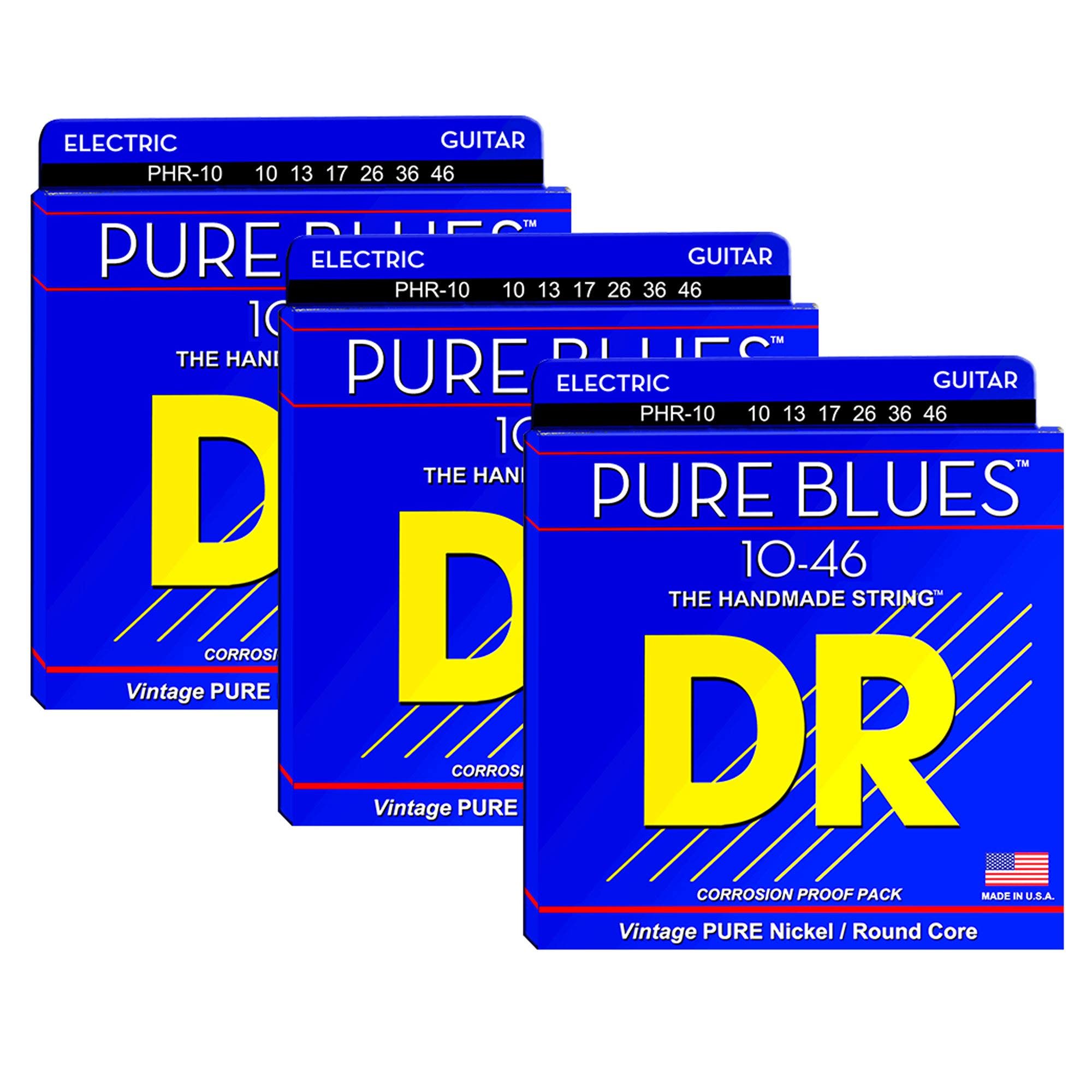 DR Strings PHR-10-3PK Pure Blues Electric Guitar Strings 3 Pack