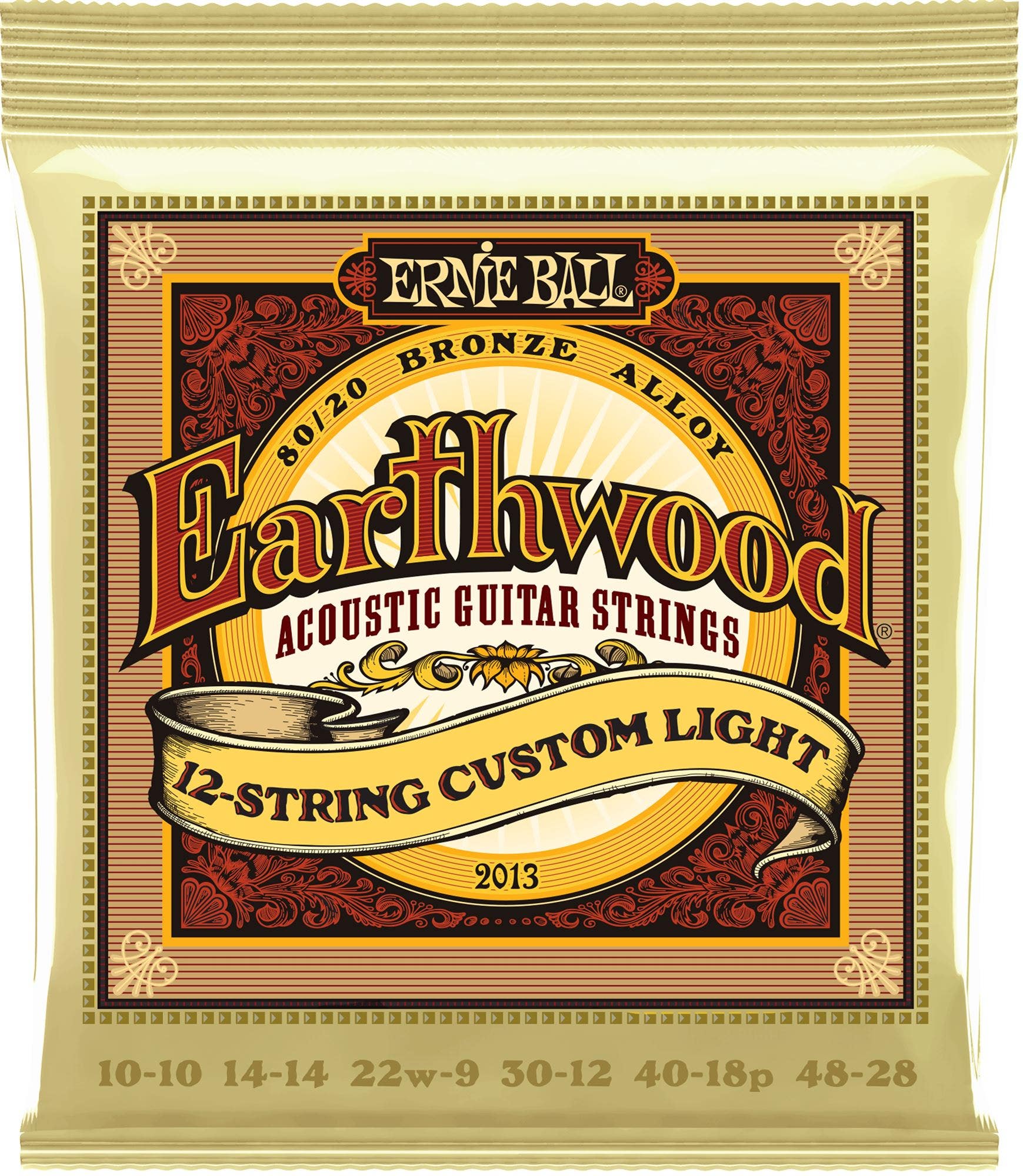 Ernie Ball P02013 Earthwood 12-String Custom Light 80/20 Acoustic Set