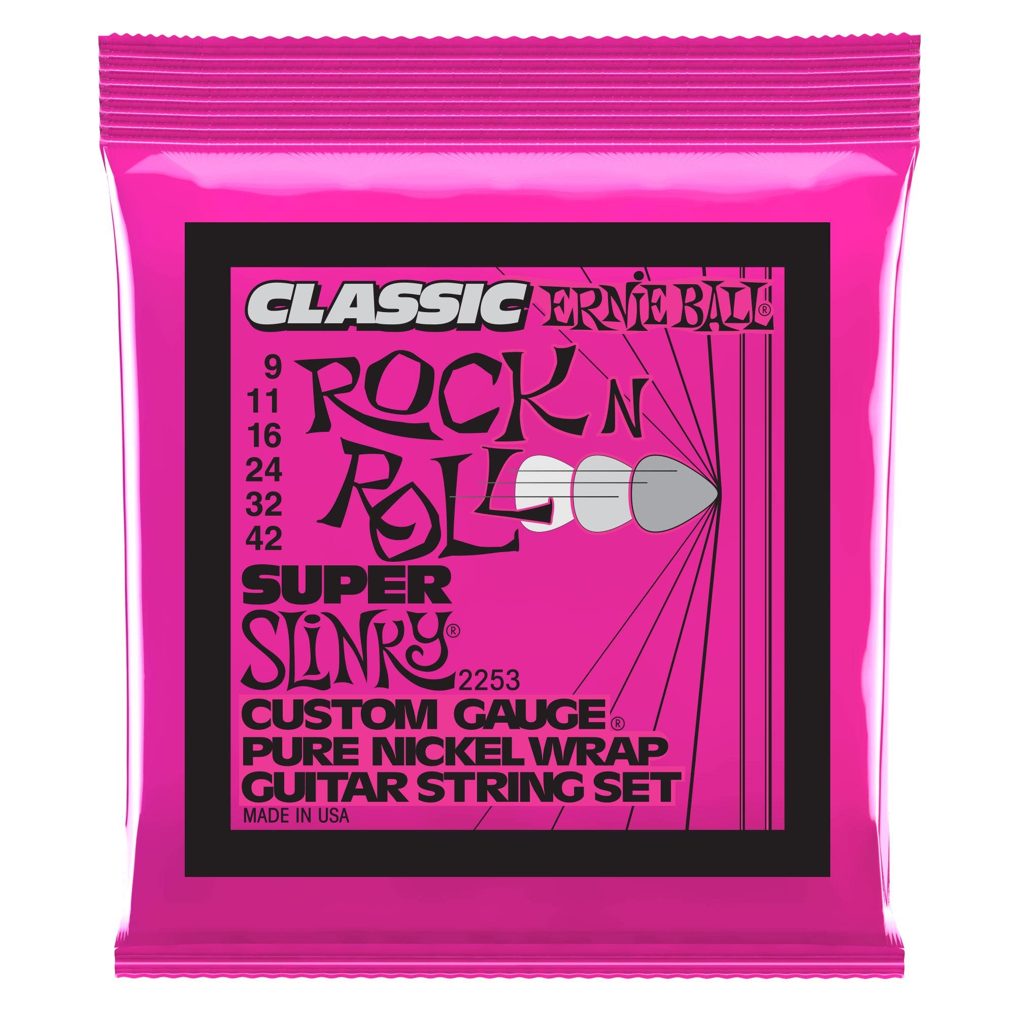 Ernie Ball 2253 Super Slinky Classic Rock N Roll Pure Nickel Strings