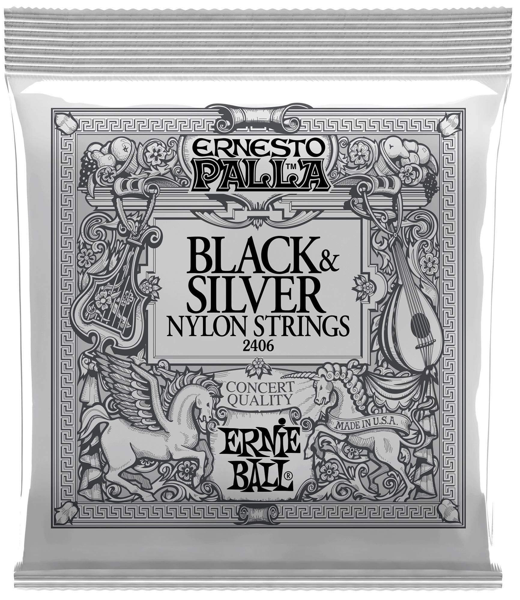 Ernie Ball P02406 Ernesto Palla Black and Silver Nylon Strings
